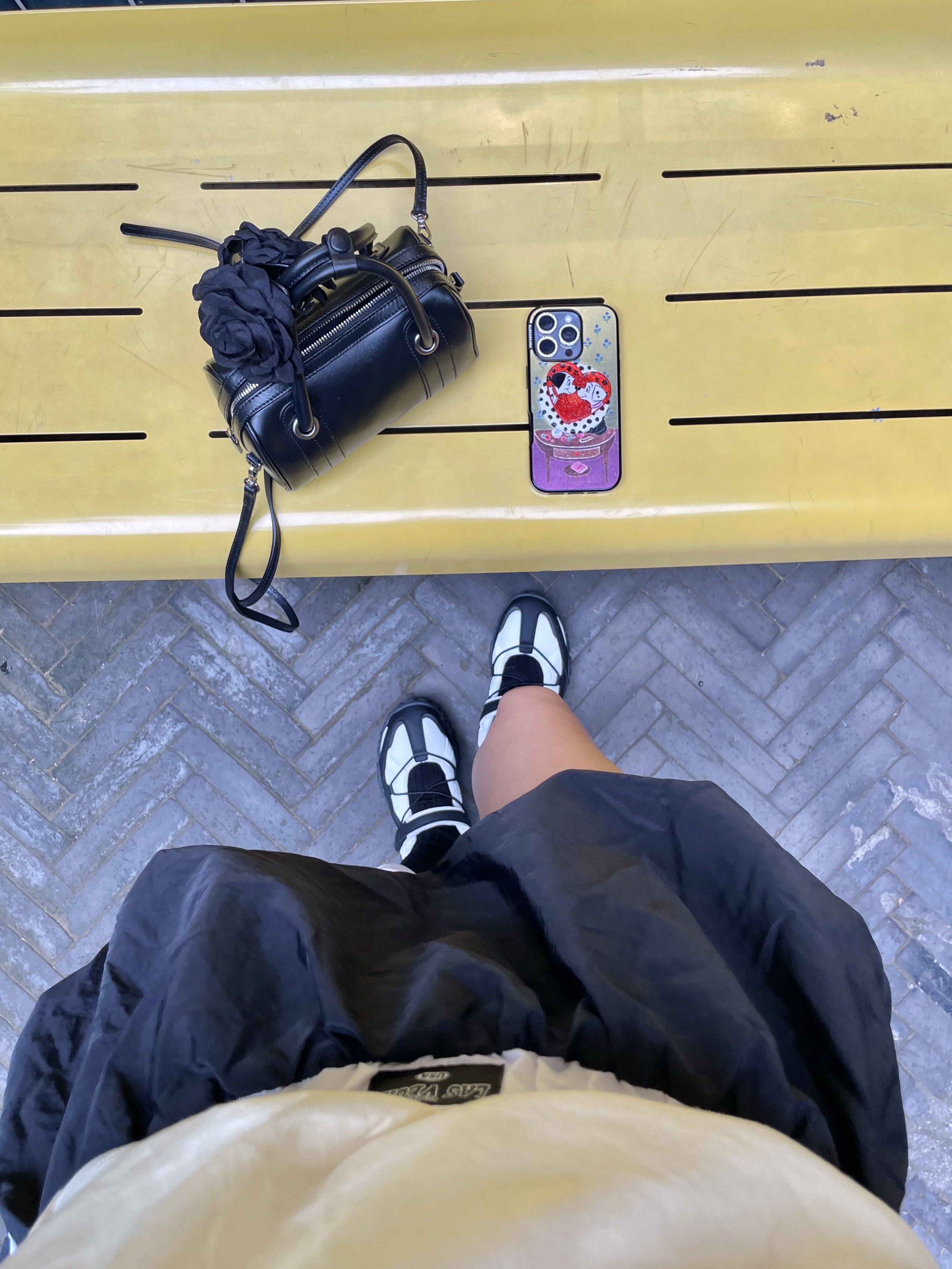 [6% 적립] FILA Echappe Velcro Maryjane Black 착용 스타일 - 5