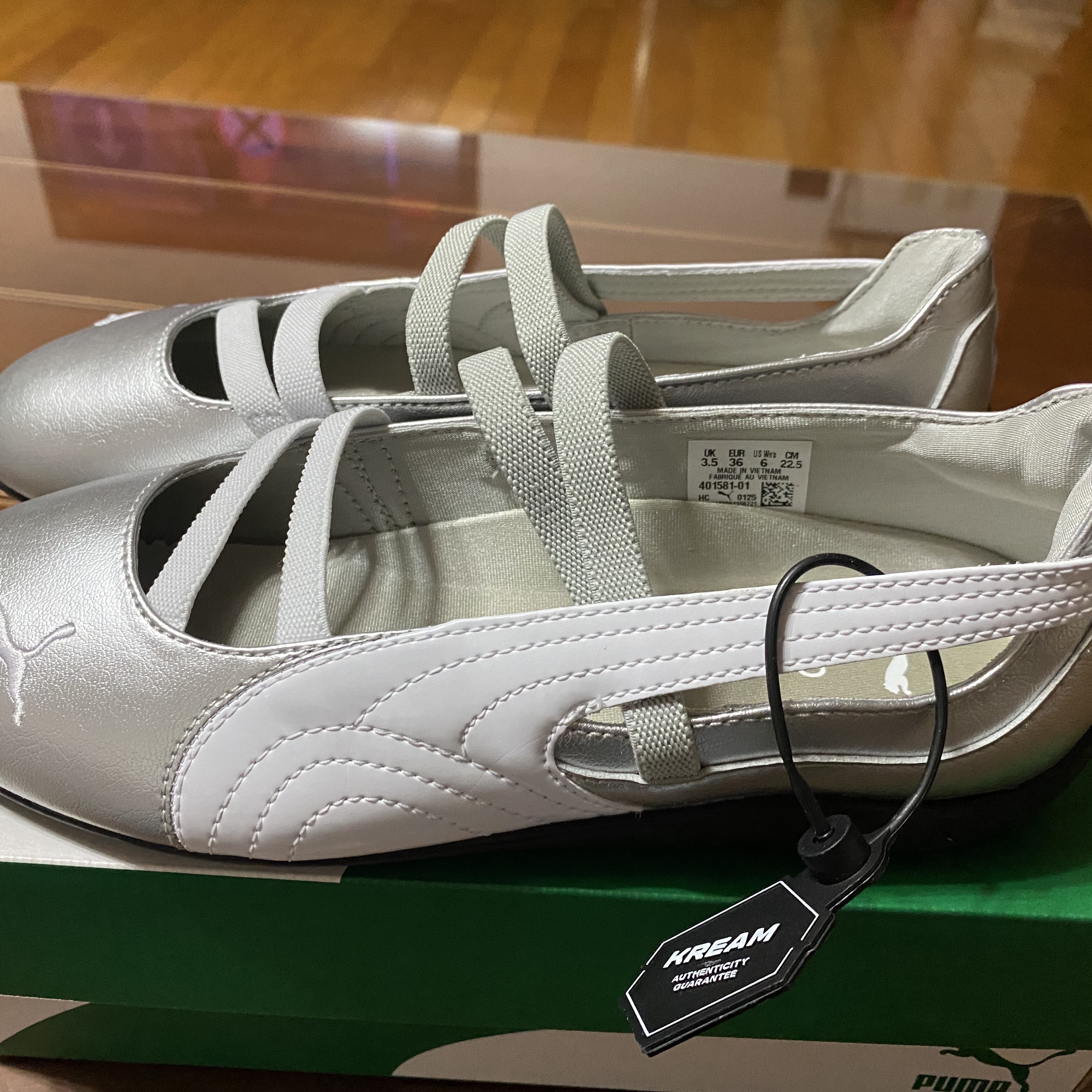 (W) Puma Speedcat Ballet Metallic Puma Silver Puma White 착용 스타일