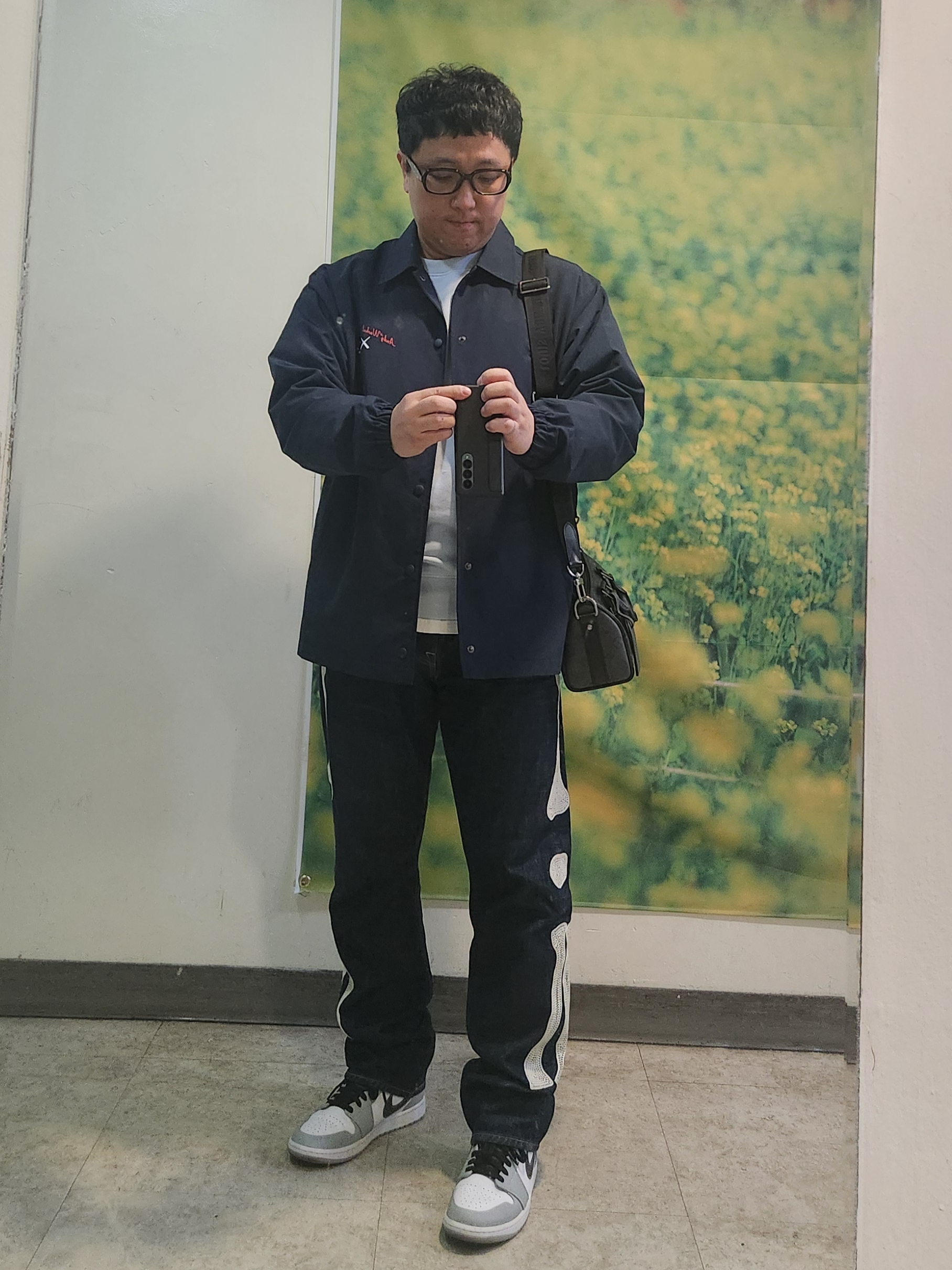 Kapital 12.5 oz. Denim Mexican Tuxedo 5P Okagilly Pants Indigo, Uniqlo UT x Kaws x Warhol Coach Jacket Navy 착용 스타일 - 1