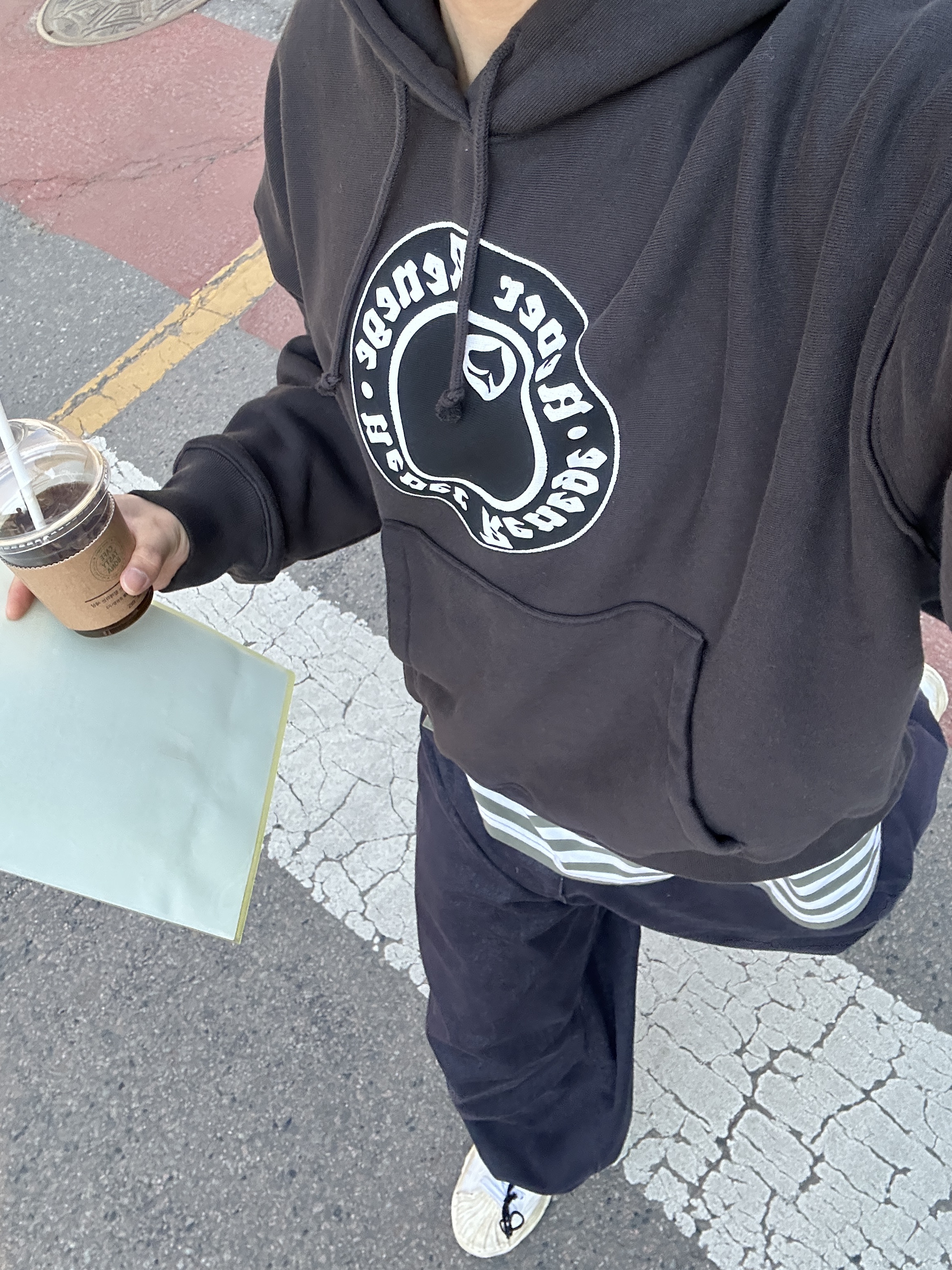 Maison Mihara Yasuhiro Blakey OG Sole Silicon Coating Canvas Low-top Sneakers, Stussy x Denim Tears Graphic Hoodie Black 착용 스타일