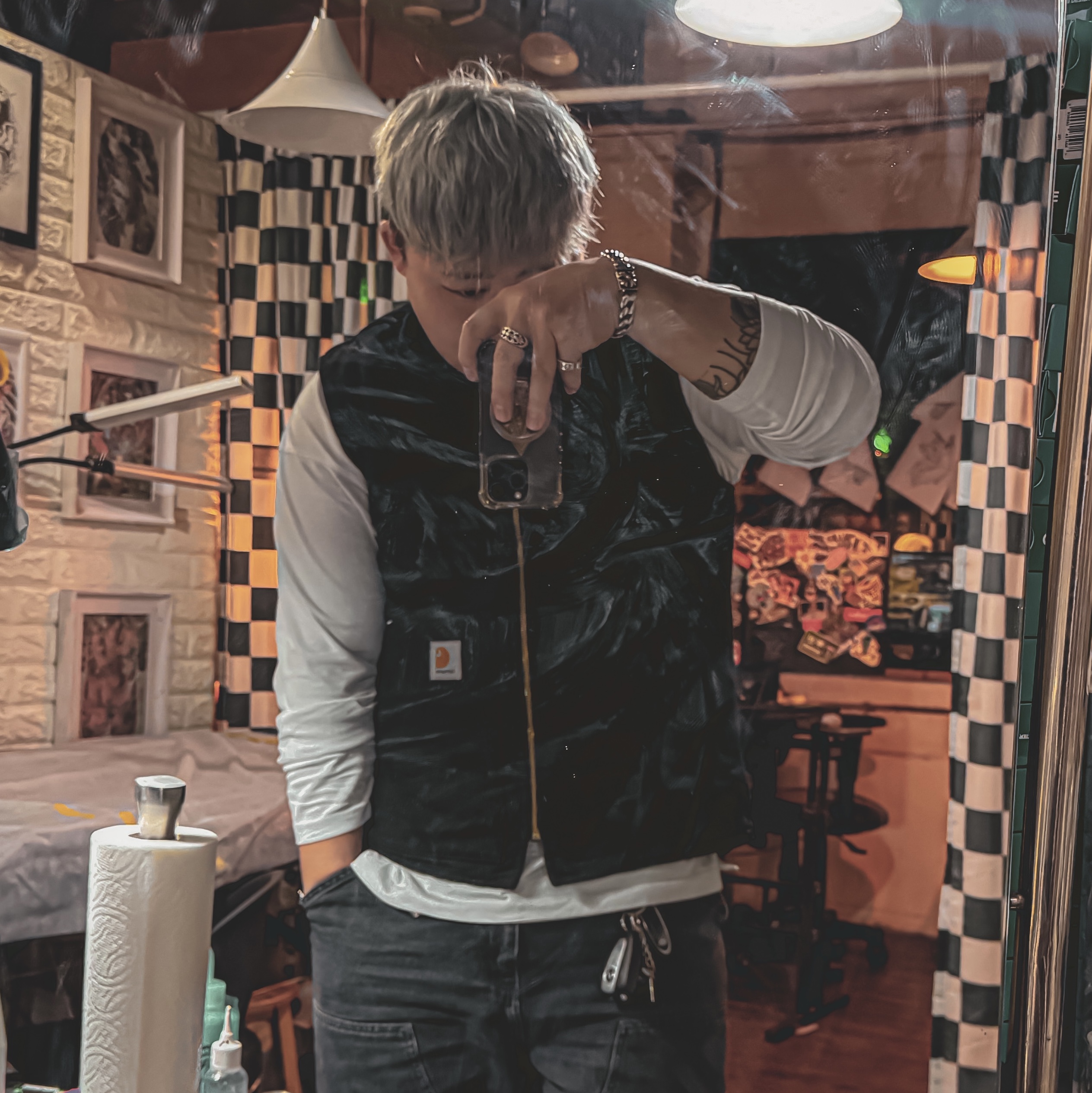 Carhartt WIP Dearborn Canvas (unlined) Vest Black - Spring 착용 스타일