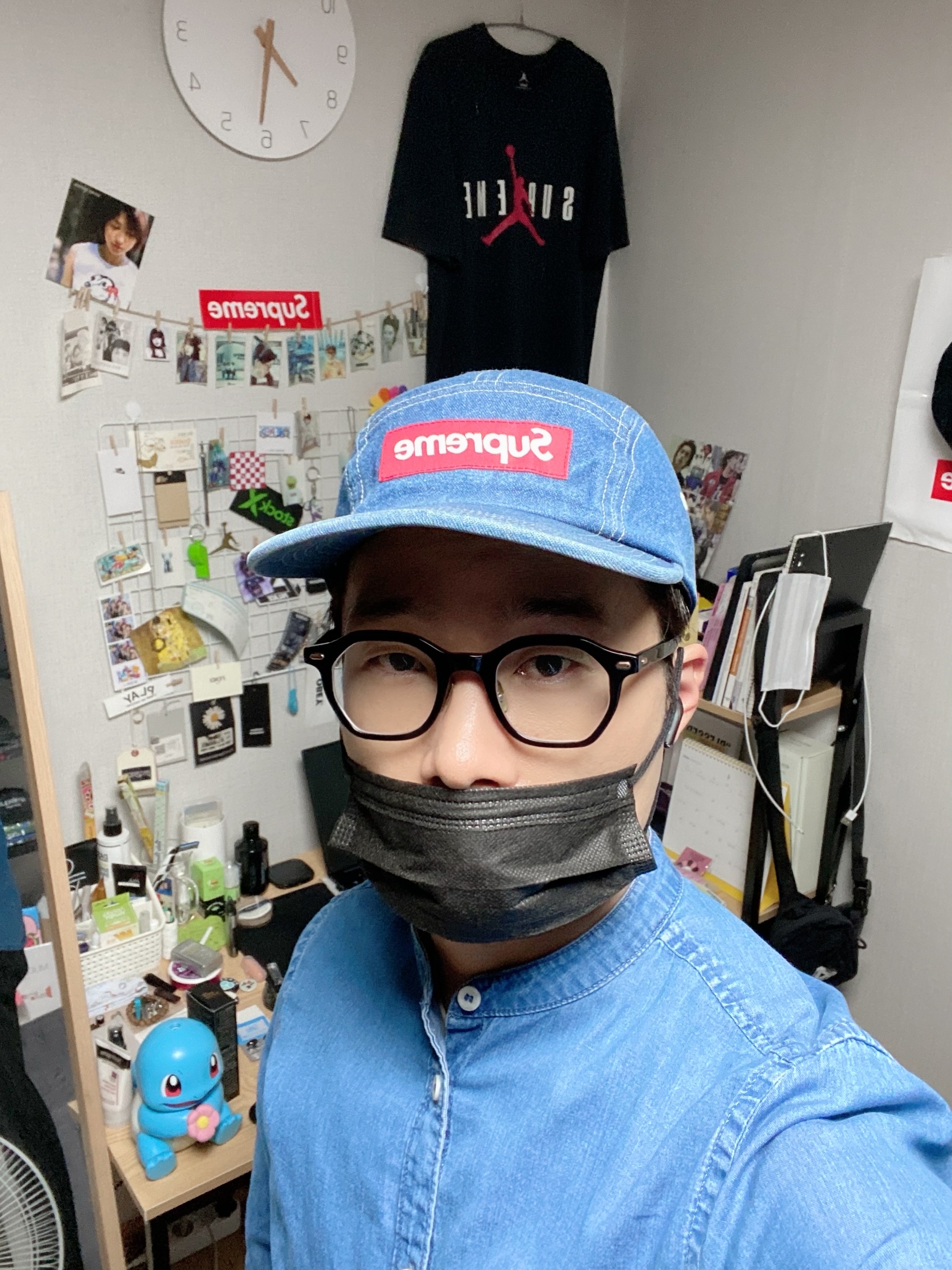 Supreme Washed Chino Twill Camp Cap Denim - 22FW 착용 스타일 - 1