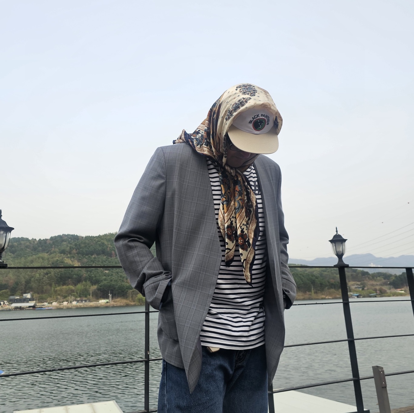 Gentle Monster x Maison Margiela MM114 Black Clear, Stussy SS Link Studded Belt Black 착용 스타일 - 2