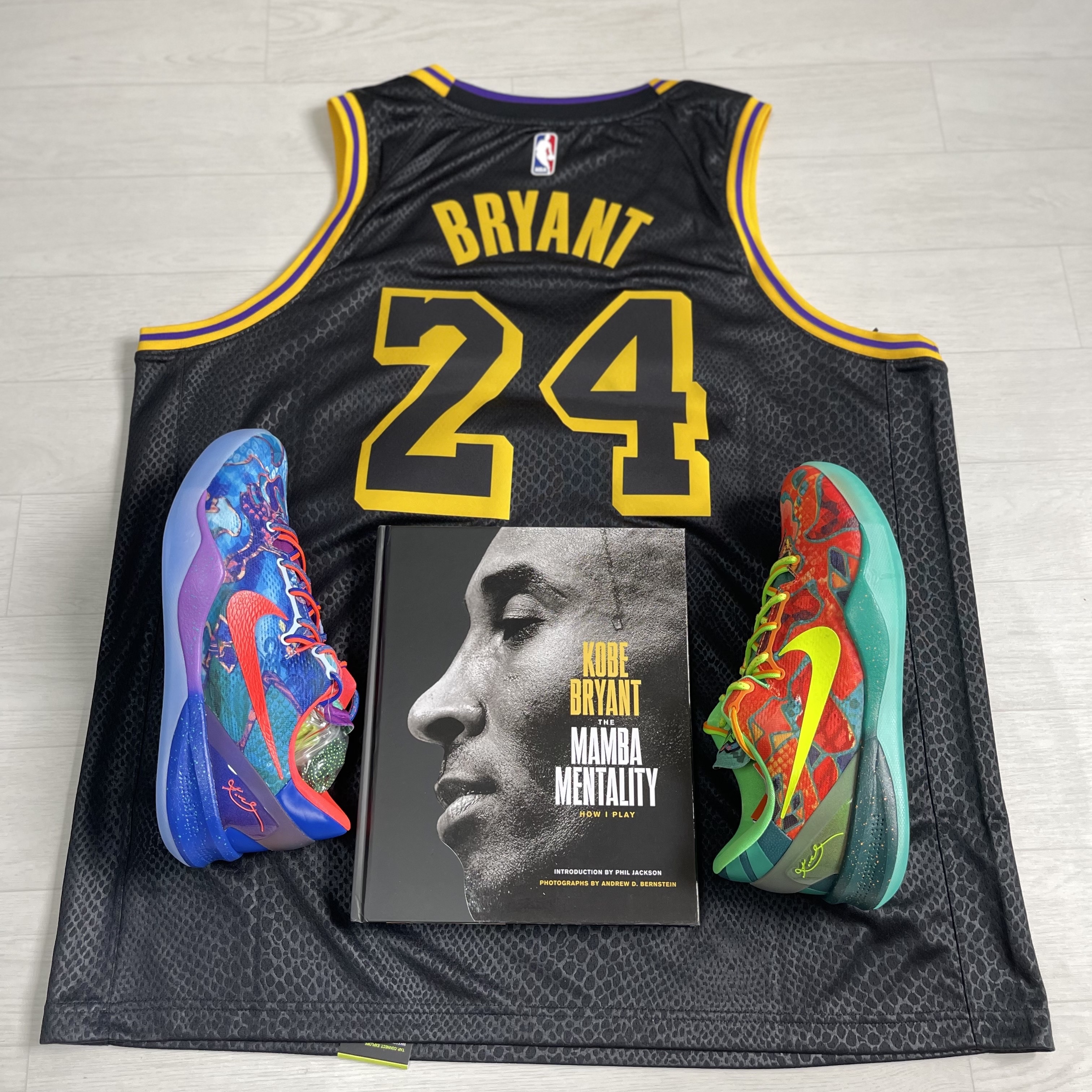 Nike Kobe 8 Protro What the Kobe, Nike Kobe Bryant LA Lakers City Edition Swingman Jersey Black (FN7297-010) 착용 스타일 - 8