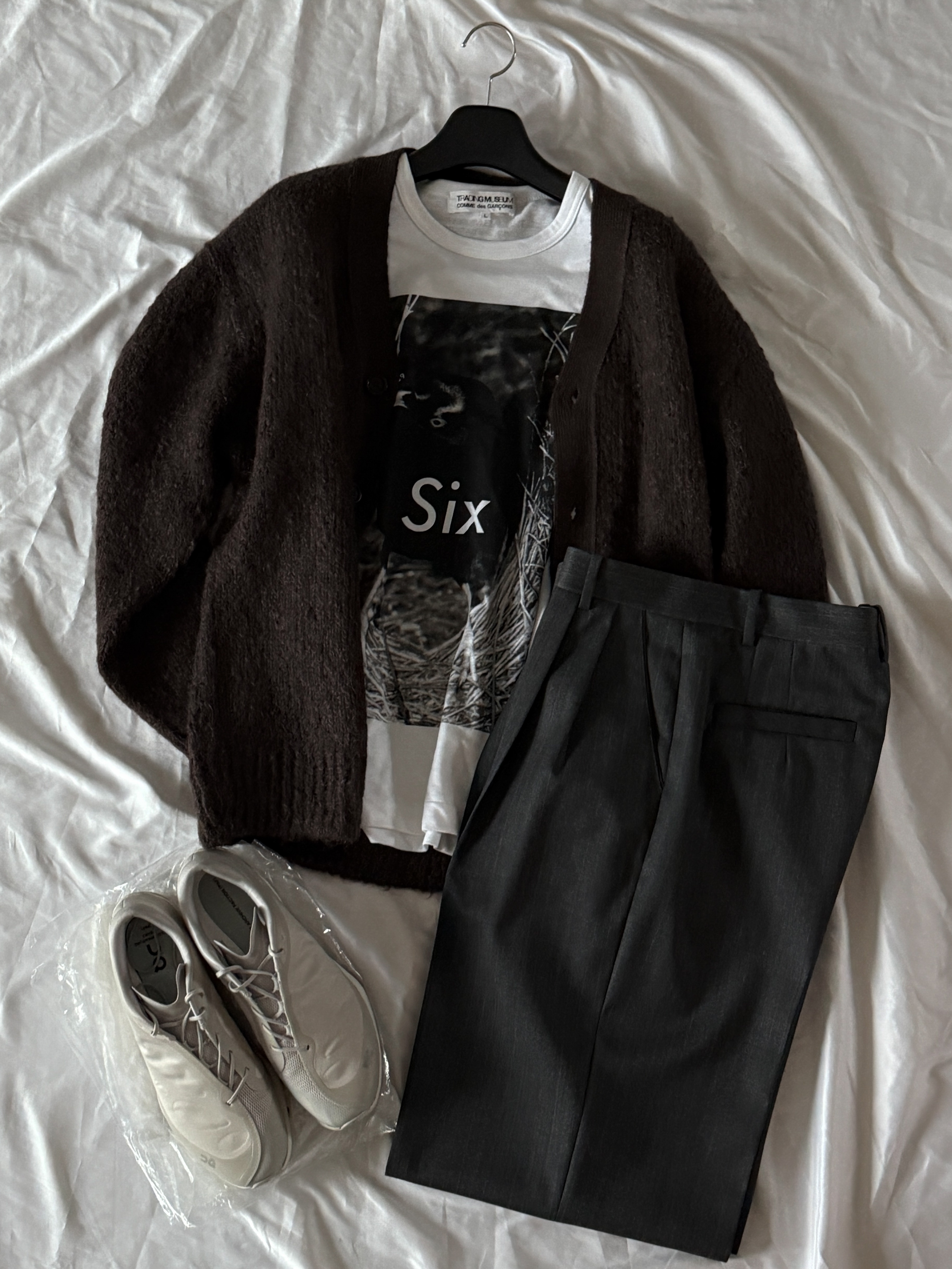 On Running x Post Archive Faction (Paf) Cloudventure Peak Ice Moon, Amomento Grandpa Cardigan Brown - 24FW 착용 스타일