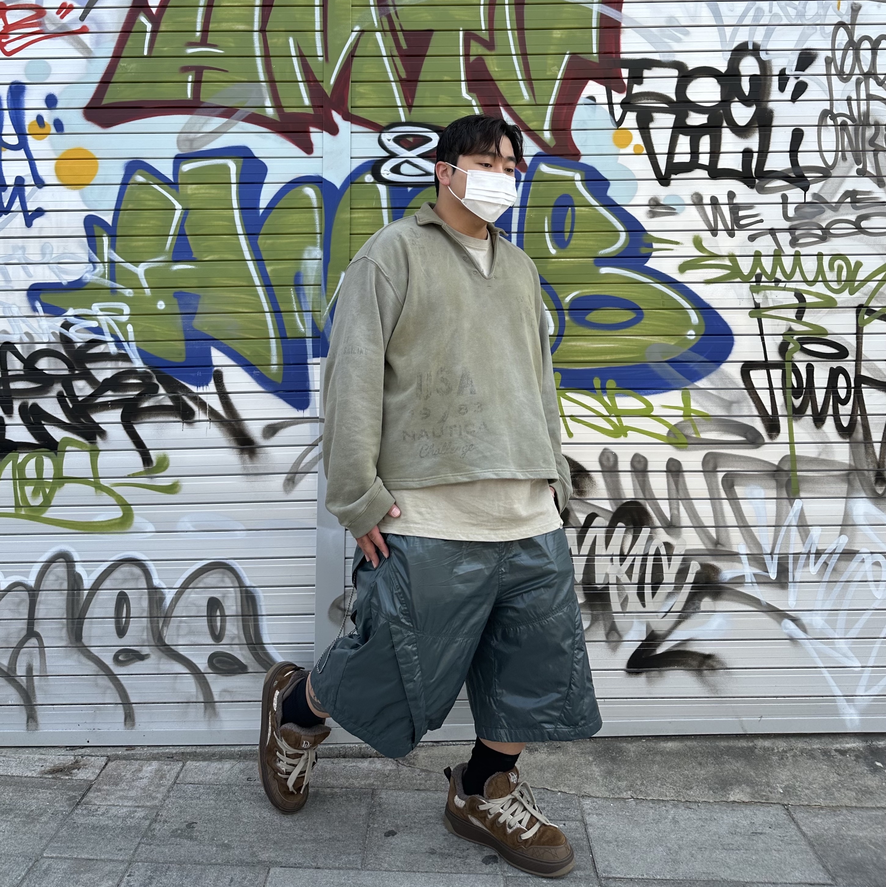 NAUTICA x Undermycar - NTC X UMC UTILITY SHORTS - GREEN, Dior x ERL B9S Skater Sneakers White and Cream Limited Number Edition 착용 스타일