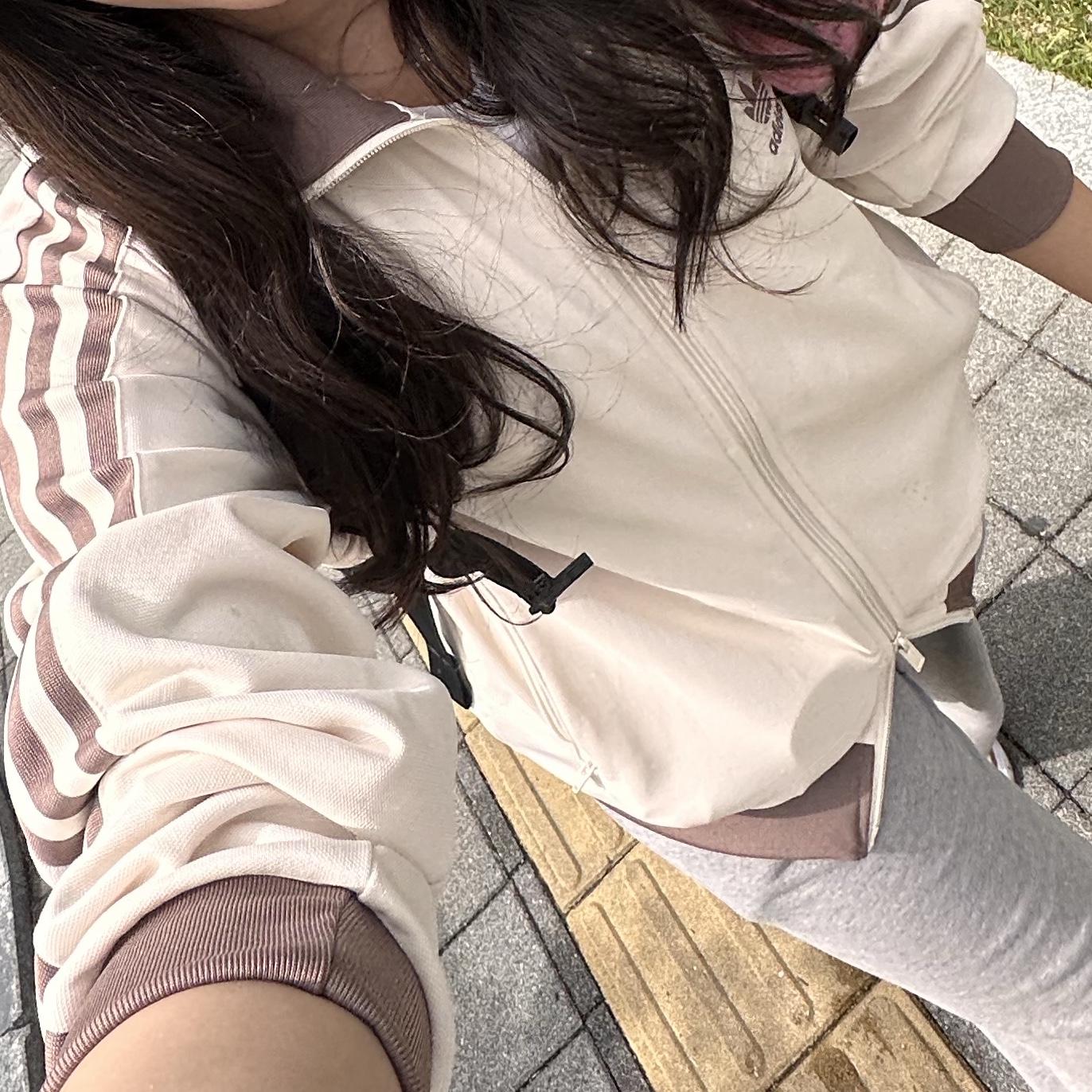 Adidas Adicolor Classic Beckenbauer Track Top Wonder White Trace Brown - KR Sizing 착용 스타일 - 1