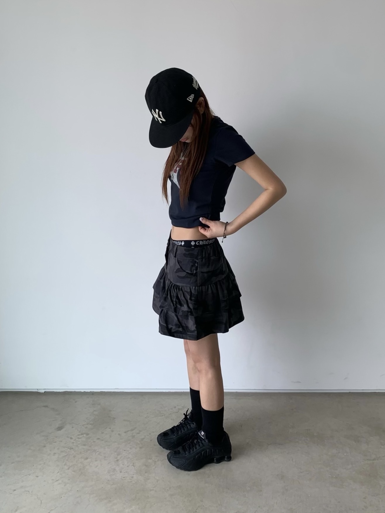 (W) Nike Shox R4 Black, Chrome Hearts Boxer Brief Black 착용 스타일