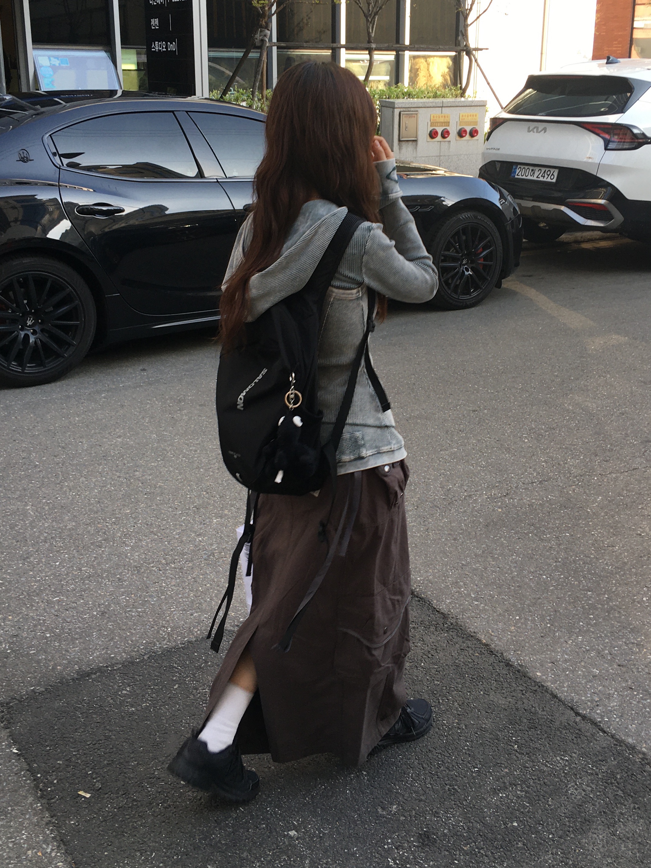 (W) Mischief Layered Waffle Hoodie Set Bleached Khaki, Salomon Trailblazer 10 Black 착용 스타일 - 1