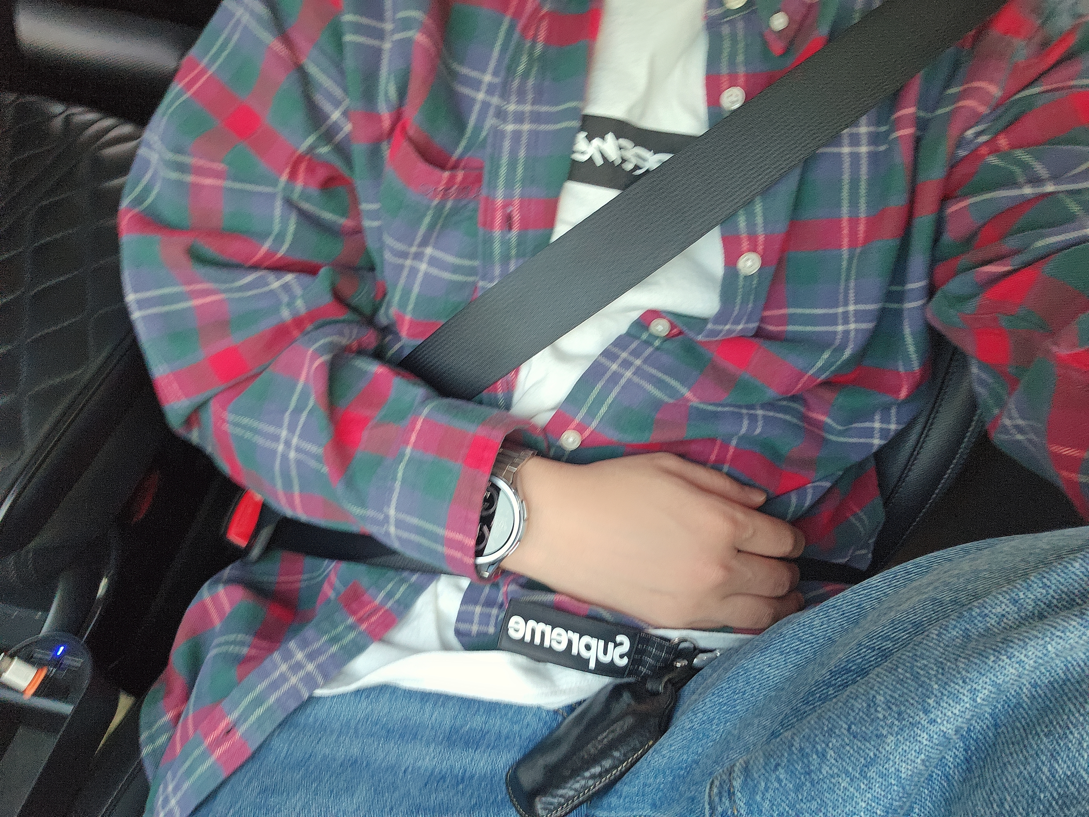 Supreme Plaid Flannel Shirt Slate - 24SS 착용 스타일