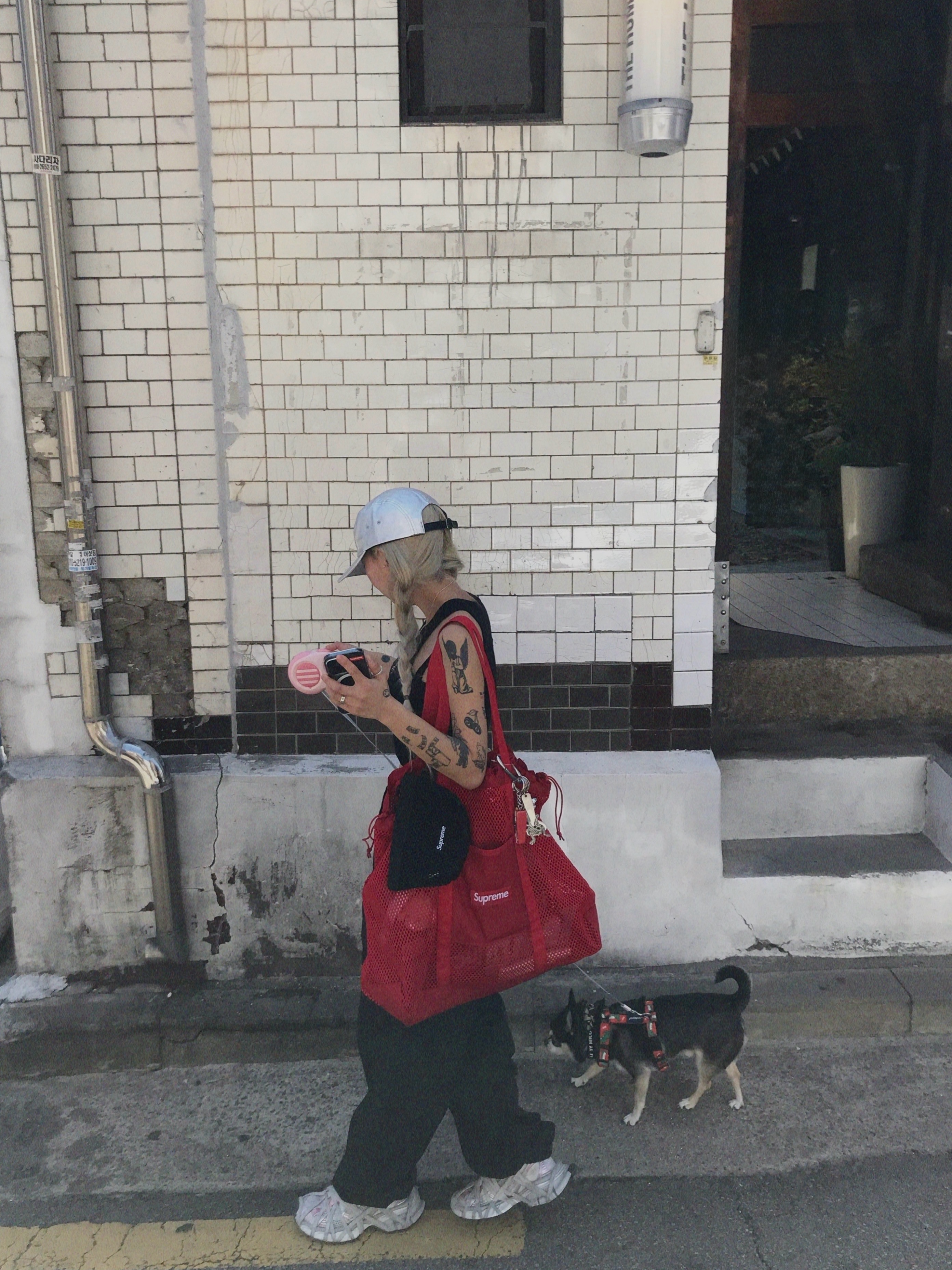 Supreme Mesh Tote Bag Red - 25SS 착용 스타일