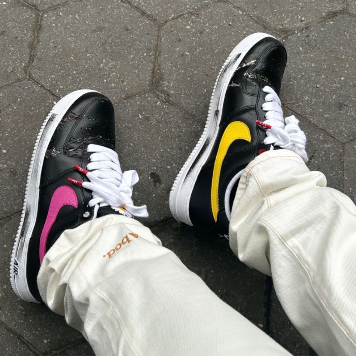 Nike x Peaceminusone Air Force 1 Low Para-Noise 3.0 Black and Multicolor, Nike x Peaceminusone Air Force 1 Low Para-Noise 2.0 착용 스타일 - 1