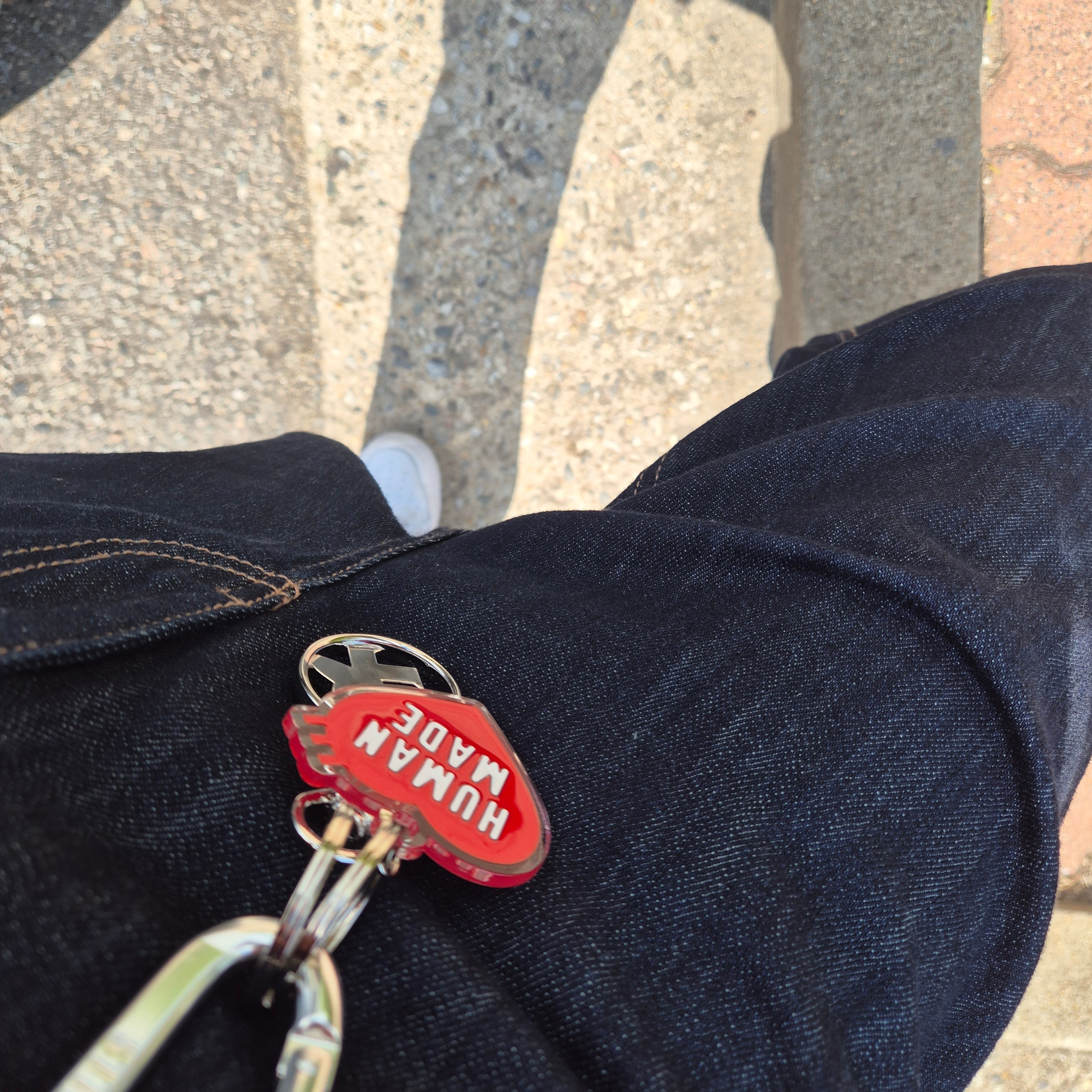 Human Made Carabiner 70mm Silver, Human Made Heart Keyring Red 착용 스타일