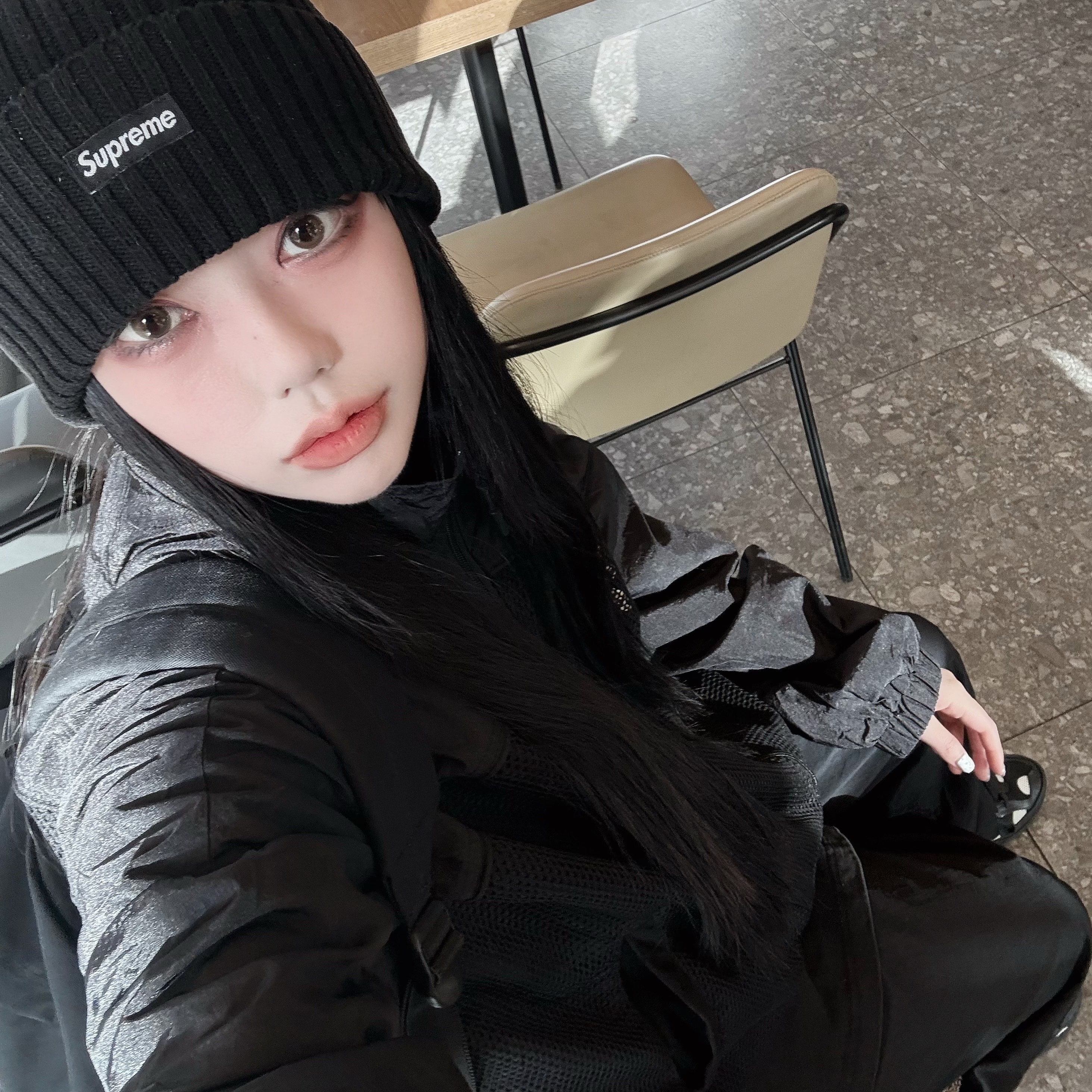 Punch Drunk Parties GhostMark Wind Jacket BLACK, New Balance 1906R Polka Dot Black 착용 스타일 - 1