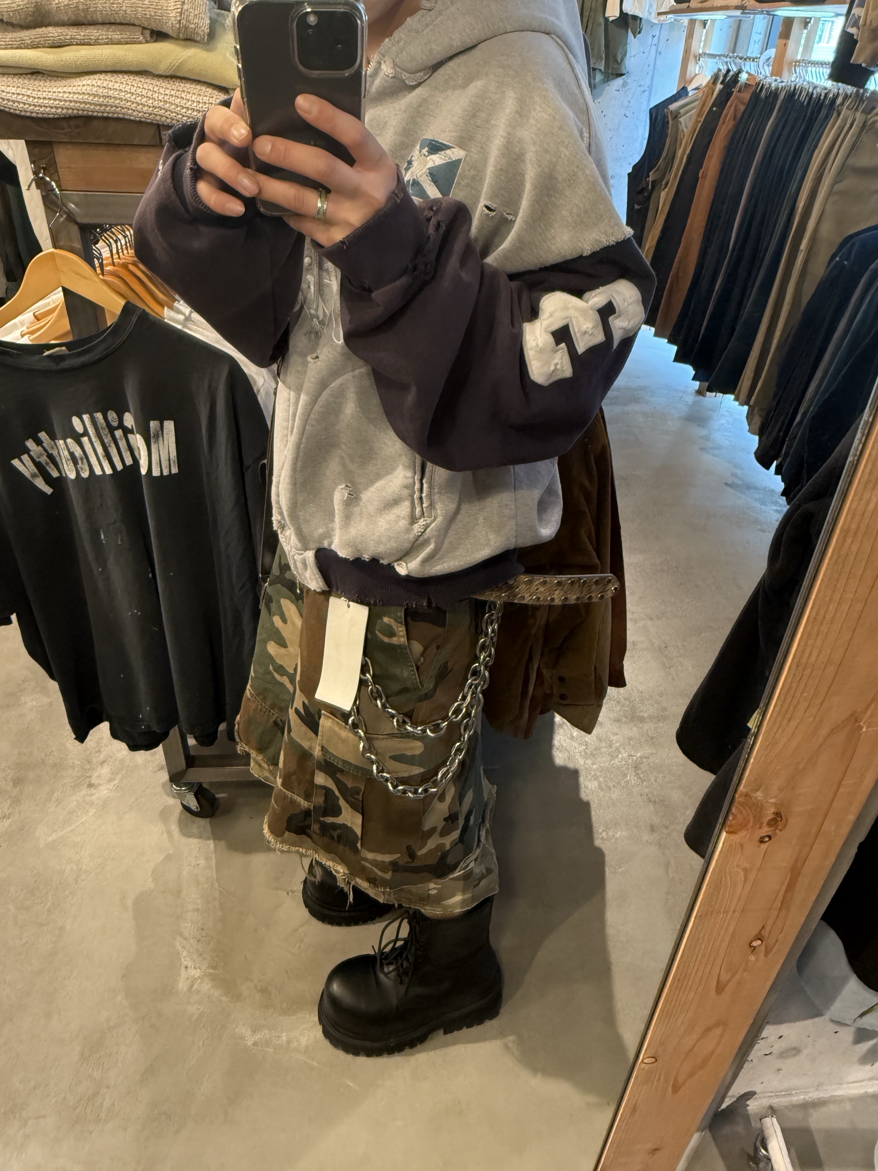 Project G/R Layered Skirt Cargo Shorts Camo 착용 스타일 - 1