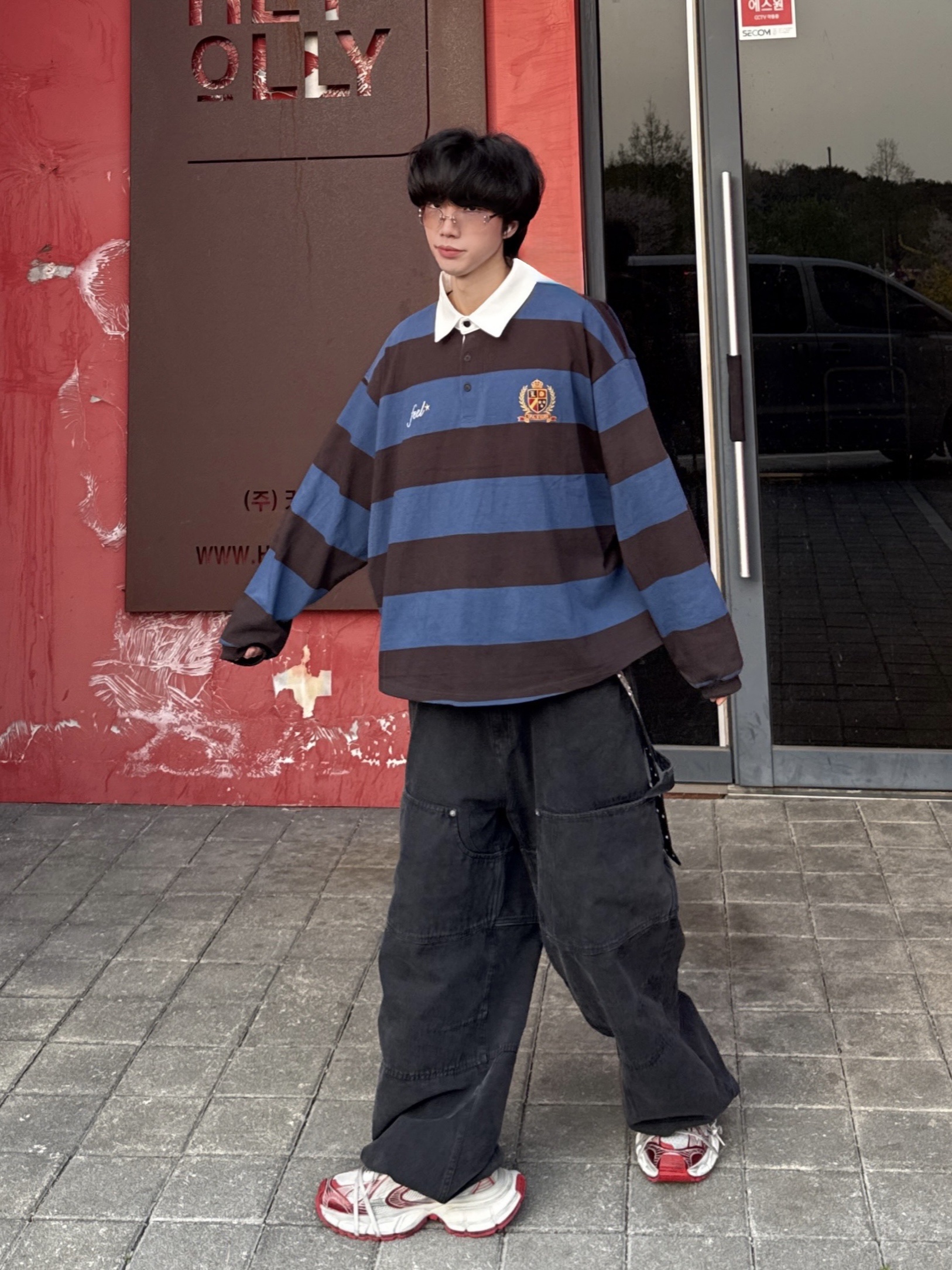 Balenciaga 3XL Sneakers White Red, Nonnod Double knee cover pants Vintage black 착용 스타일 - 1