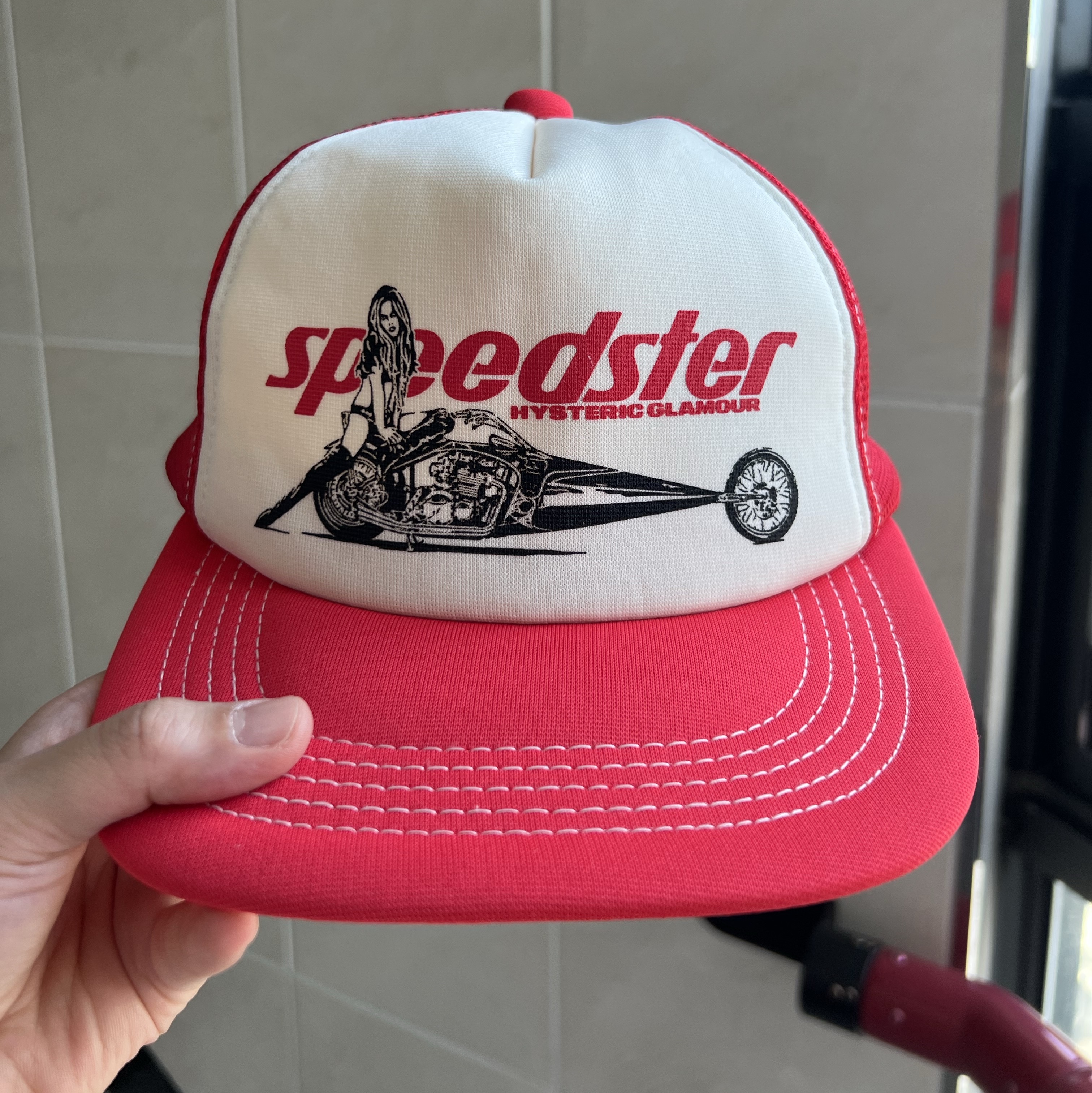 完売品 ヒステリックグラマー スピードスターメッシュキャップ レッド