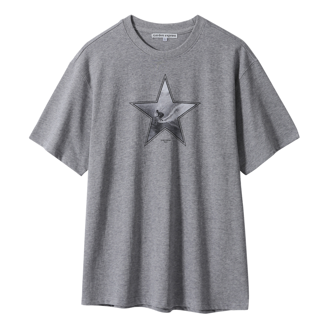 가든익스프레스 서핑 스타 티셔츠 멜란지 그레이(Garden Express Surfing Star T-Shirt Melange Grey)