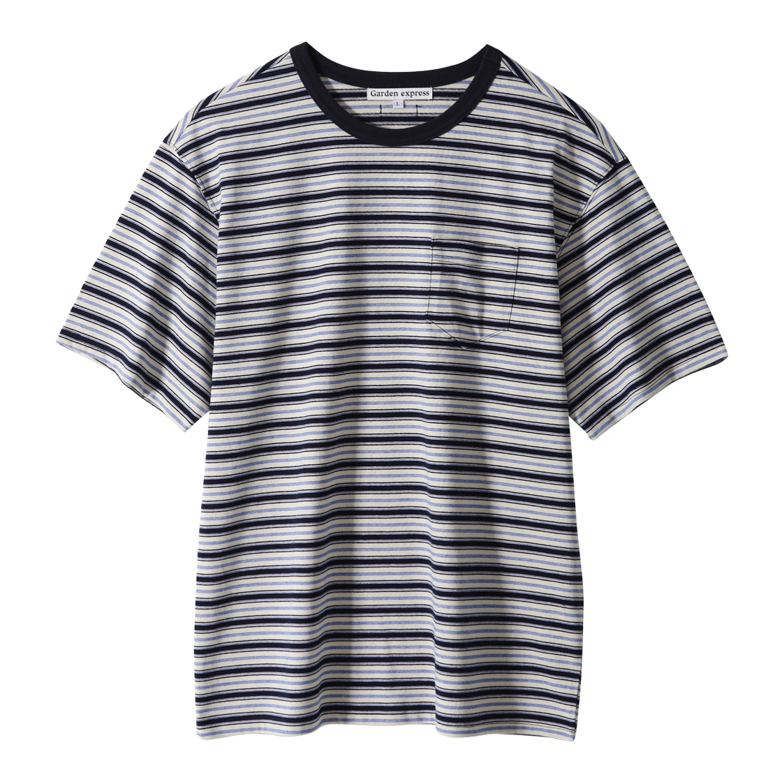 가든익스프레스 멀티 스트라이프 티셔츠 네이비(Garden Express Multi Stripe T-Shirt Navy)