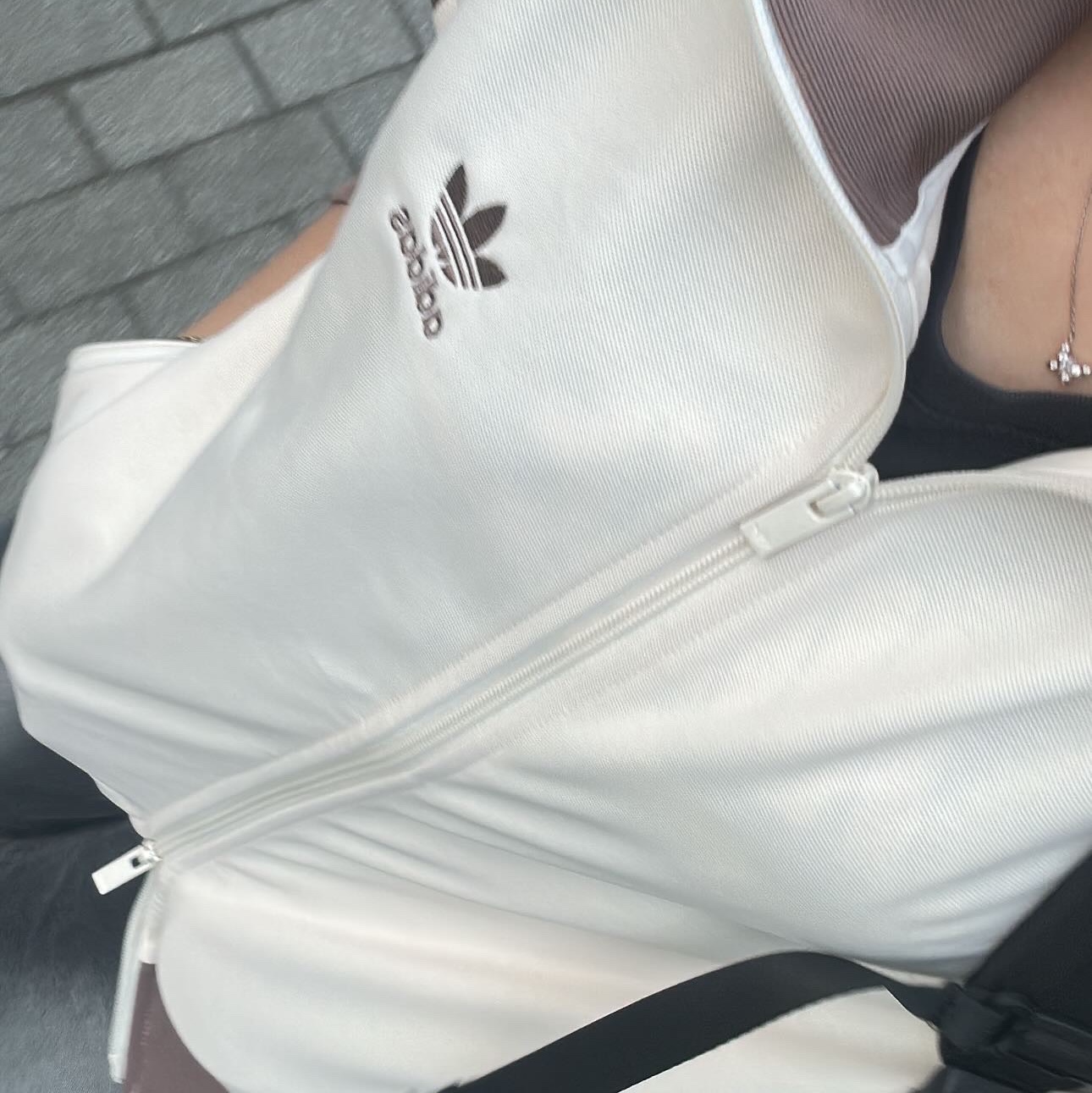 Adidas Adicolor Classic Beckenbauer Track Top Wonder White Trace Brown - KR Sizing 착용 스타일 - 2
