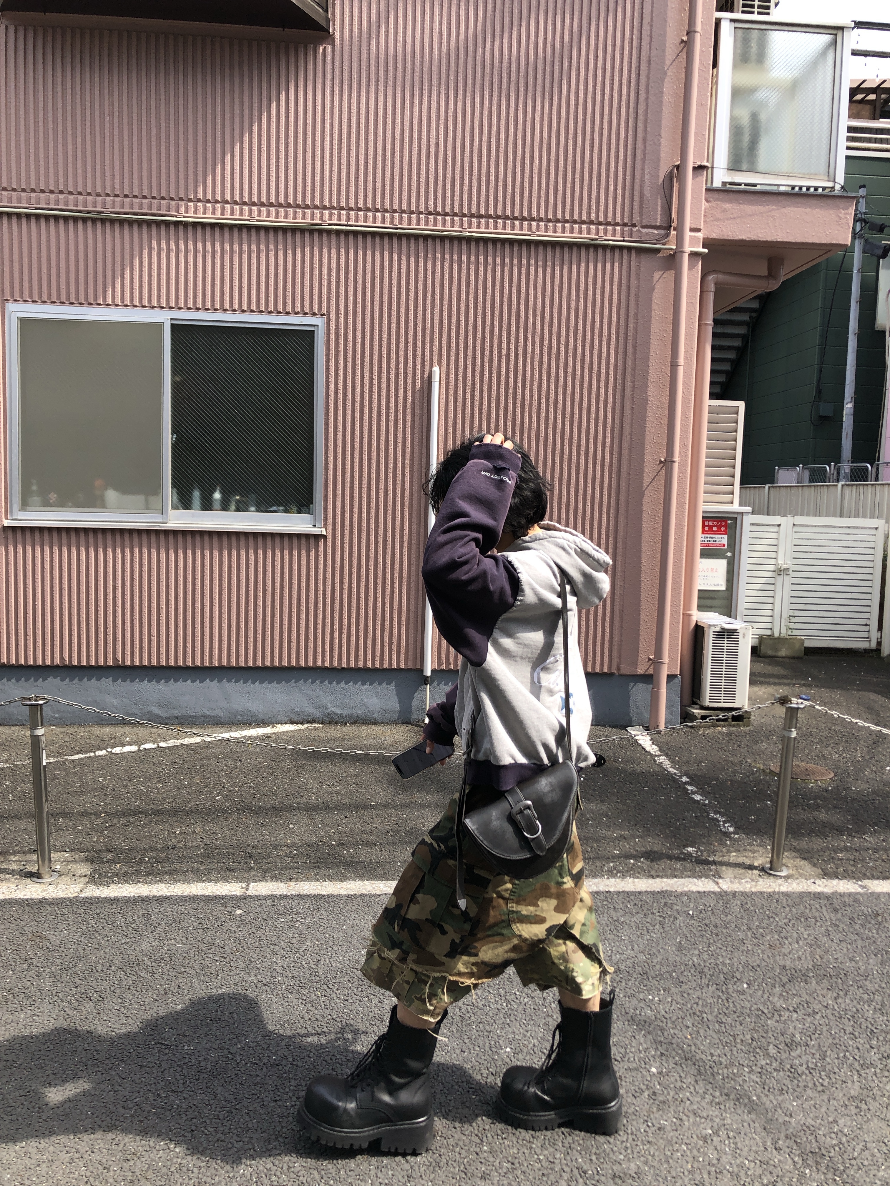 Project G/R Layered Skirt Cargo Shorts Camo 착용 스타일 - 2