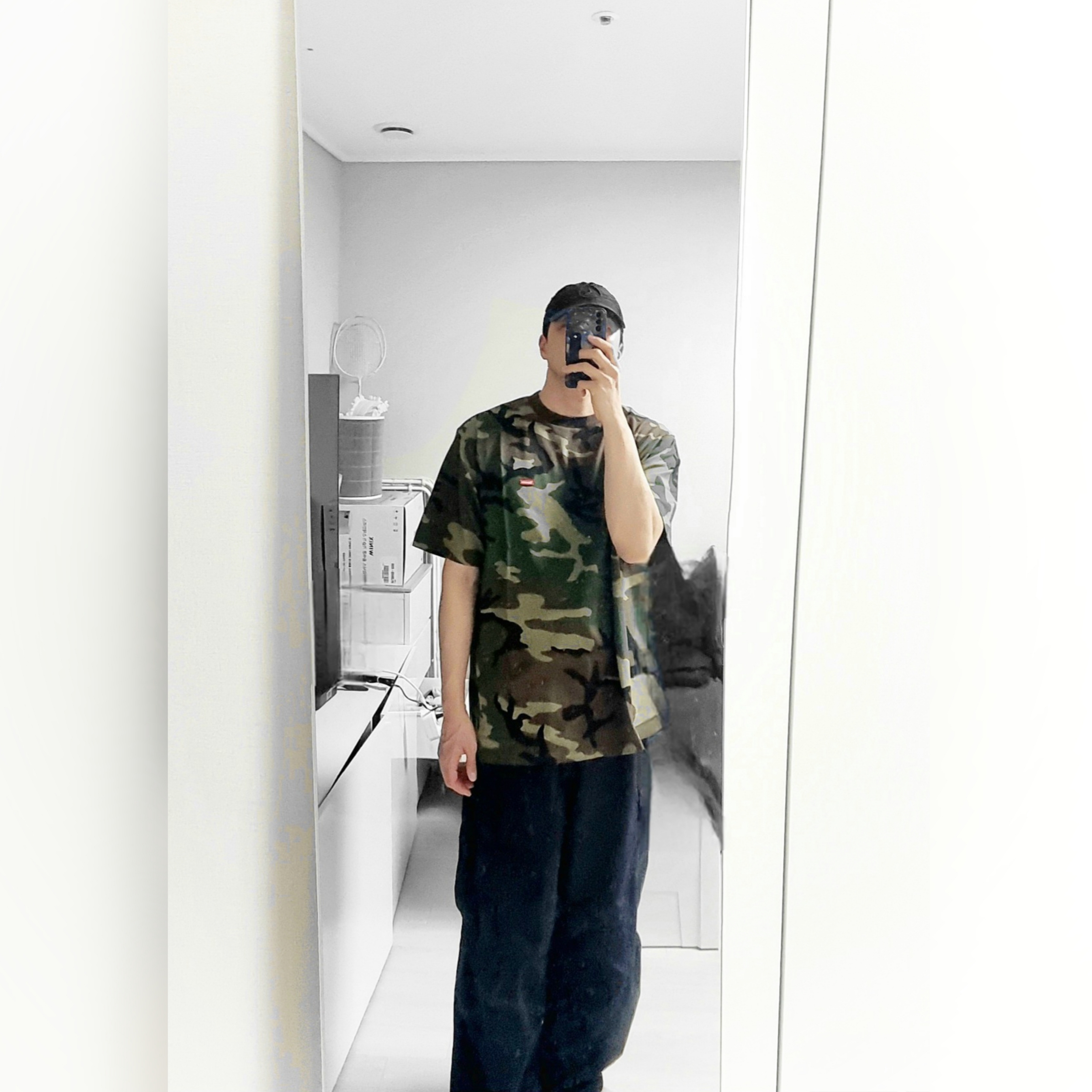 Supreme Small Box T-Shirt Woodland Camo - 25SS 착용 스타일