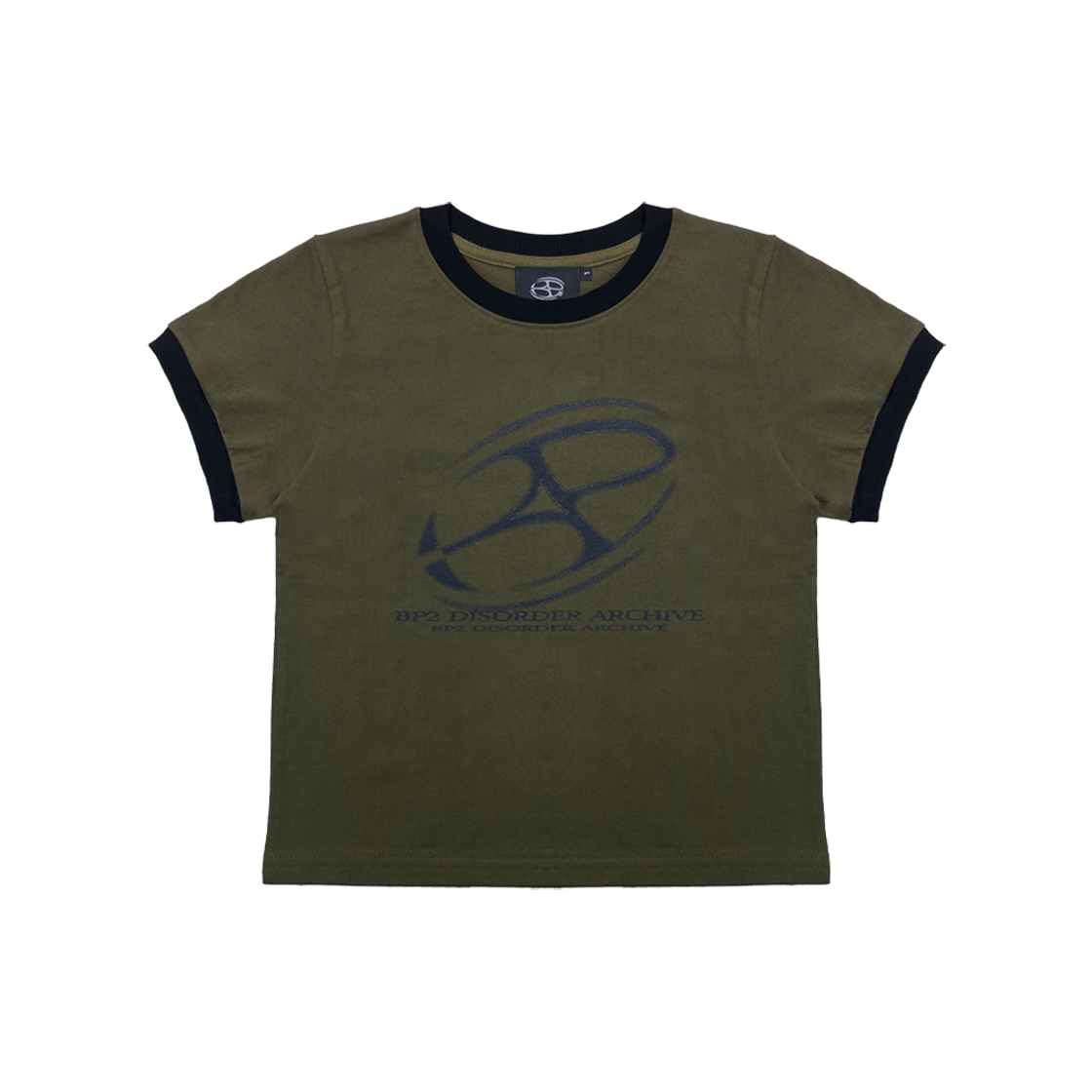 비피투디스오더 빅 그래픽 로고 크롭 링거티 카키