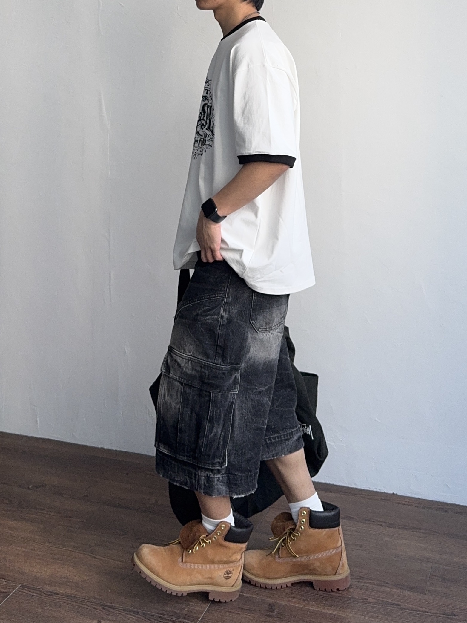 Timberland Premium 6 inch Waterproof Boot Wheat Nubuck - Wide, Stussy Canvas Flight Bag Washed Black 착용 스타일 - 2