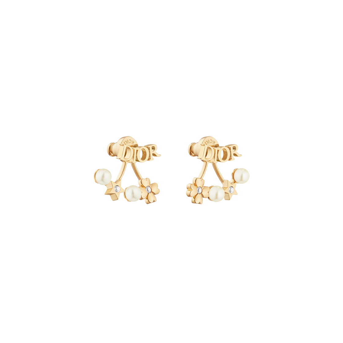 E3916WOMCY-D03S (W) Dior Dio(r)Evolution Earrings Gold Finish Metal White Resin Pearls Silver Tone Crystals - #2
