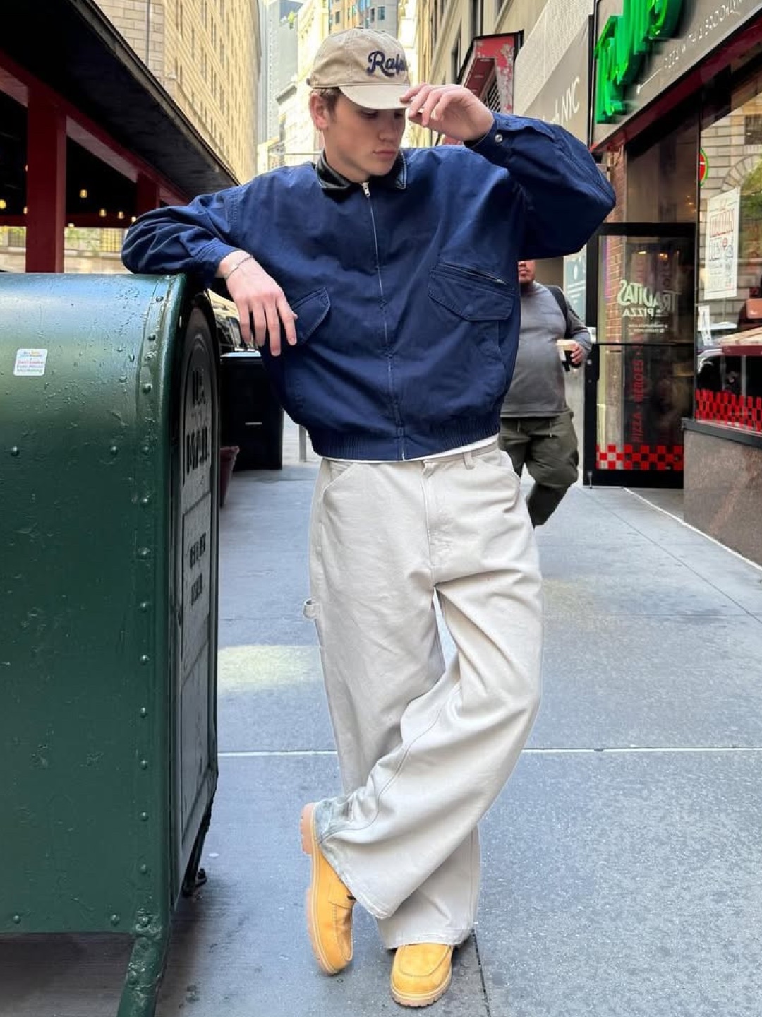 noun Wide Curved Denim Pants White, Millo Archive Reflect Curved Pants Off White 착용 스타일 - 4