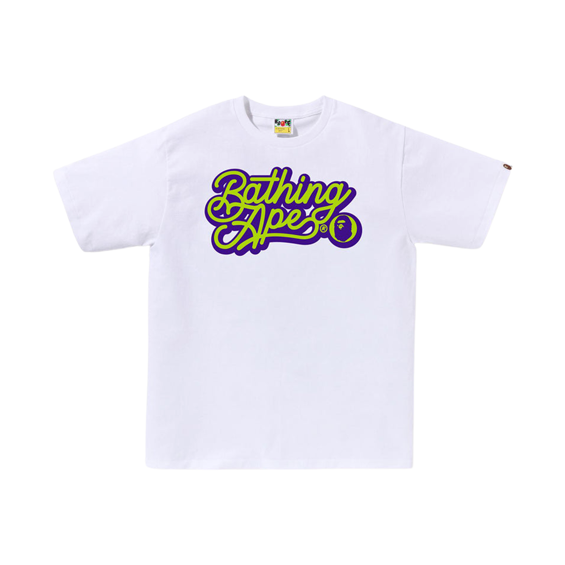 - BAPE Bathing Ape Script Logo T-Shirt White Green
