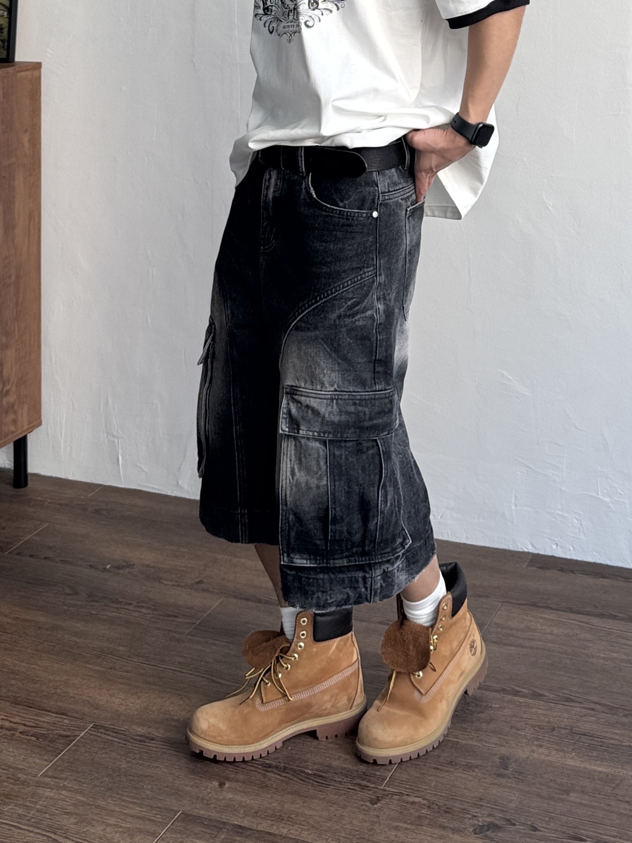 Timberland Premium 6 inch Waterproof Boot Wheat Nubuck - Wide, Stussy Canvas Flight Bag Washed Black 착용 스타일 - 3