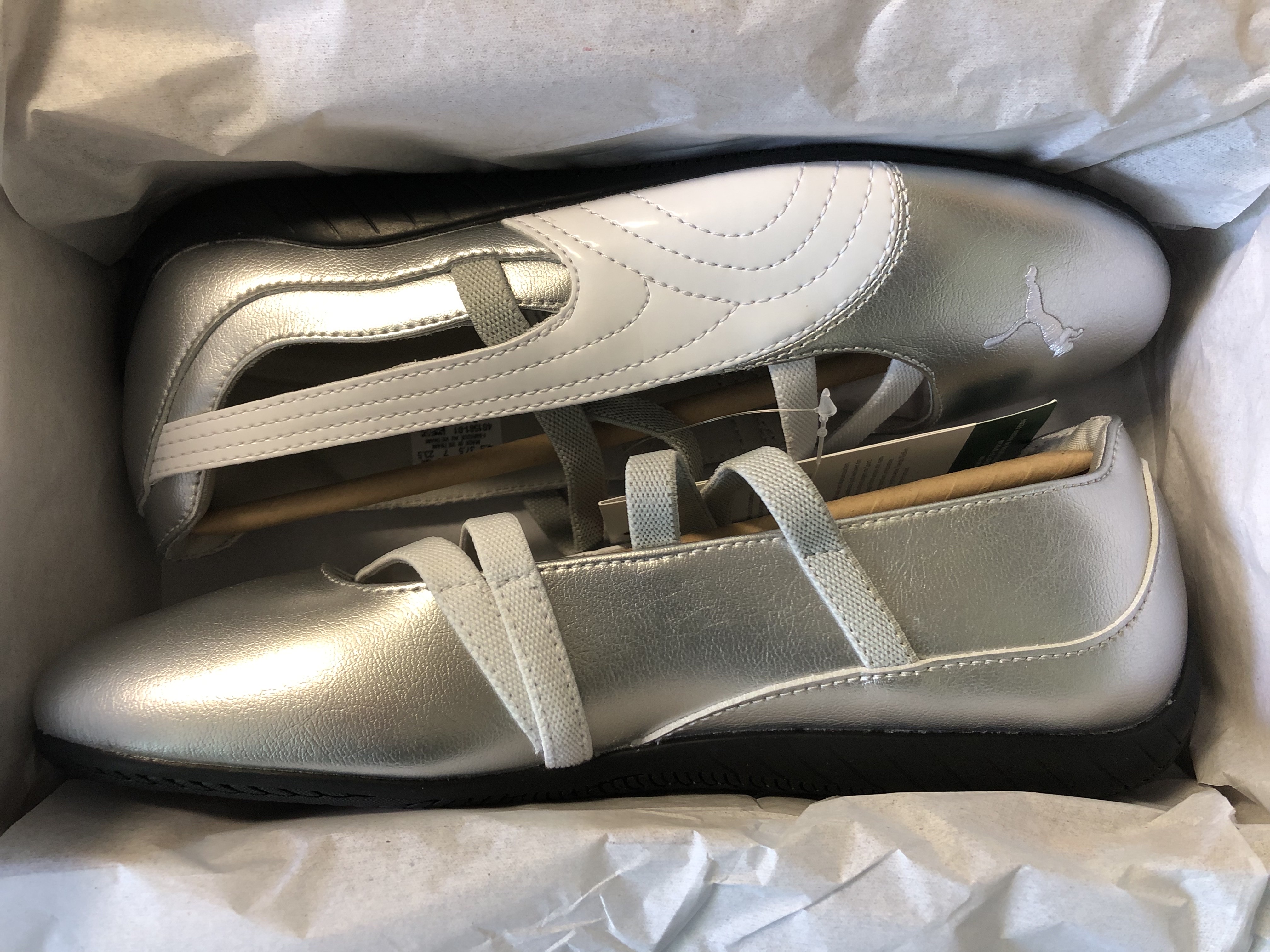 (W) Puma Speedcat Ballet Metallic Puma Silver Puma White 착용 스타일