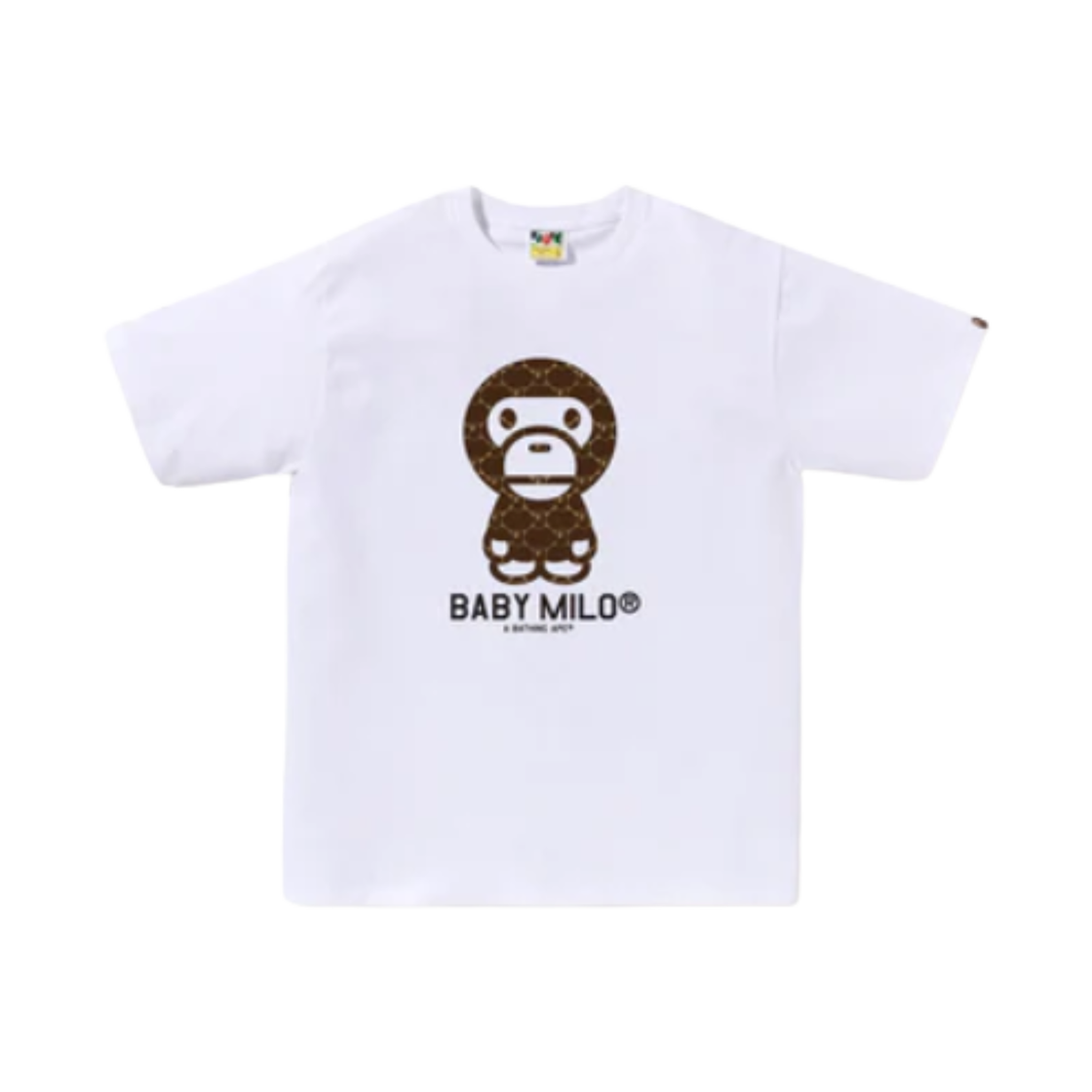 - BAPE College Monogram Baby Milo T-Shirt White Brown