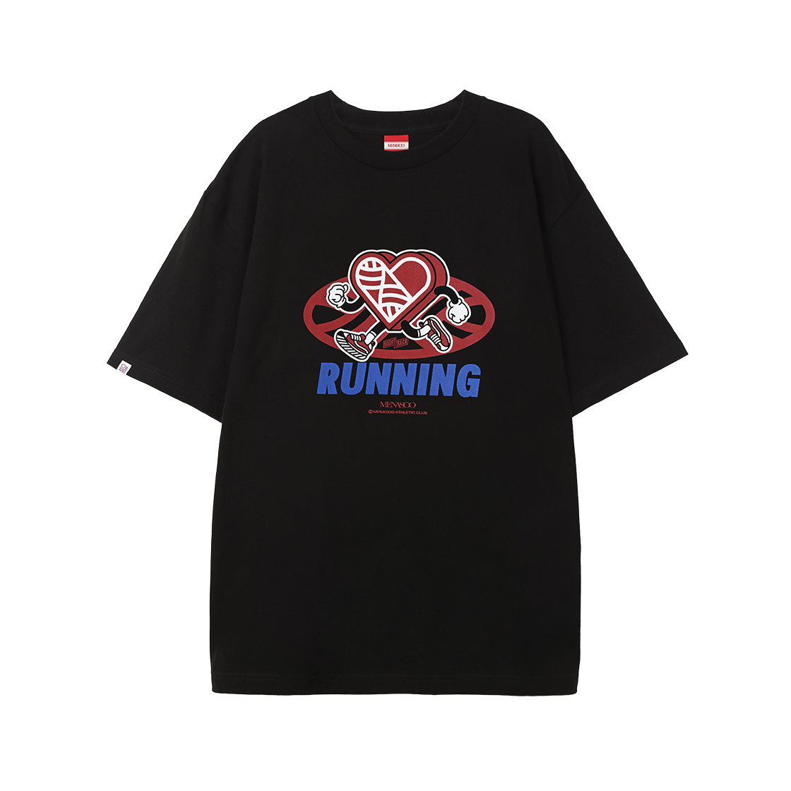 미나수 뉴 빅 하트트랙 티셔츠 블랙(Menasoo New Big Hearttrack Graphic T Shirt Black)