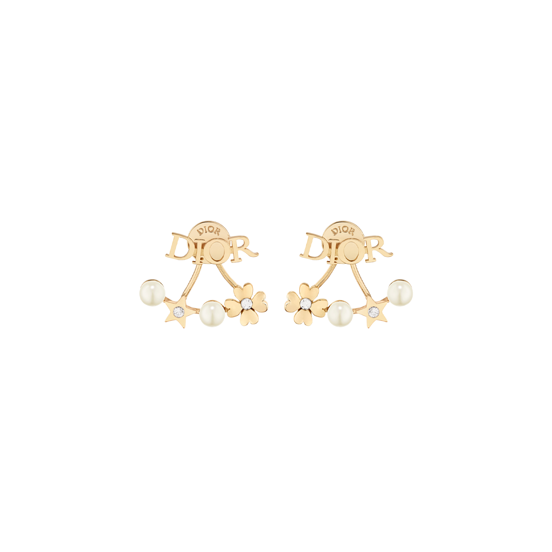 E3916WOMCY-D03S (W) Dior Dio(r)Evolution Earrings Gold Finish Metal White Resin Pearls Silver Tone Crystals - 대표 이미지 #1