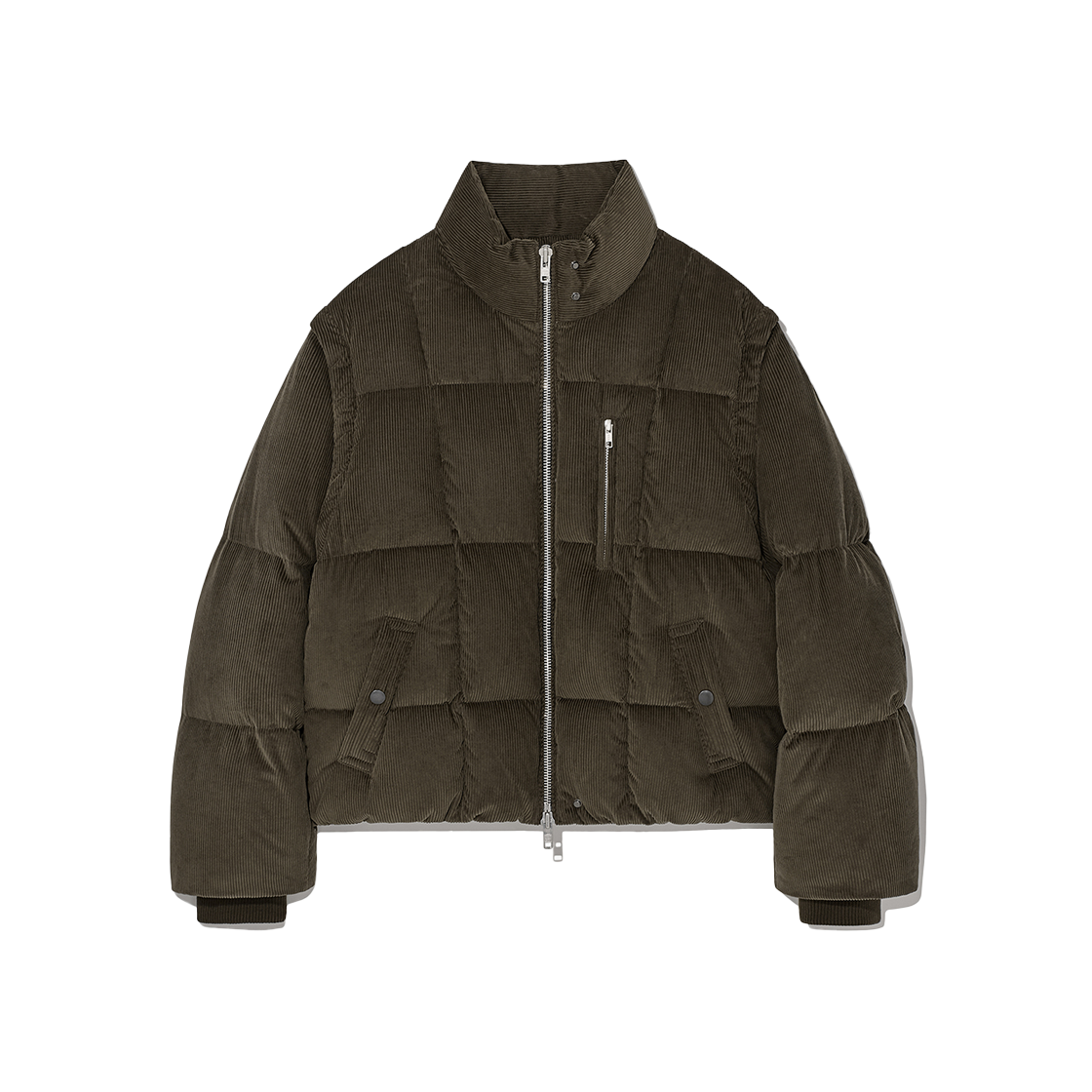 VJ409 Haleine Detachable Corduroy Duck Down Jacket Khaki Brown (VJ409)