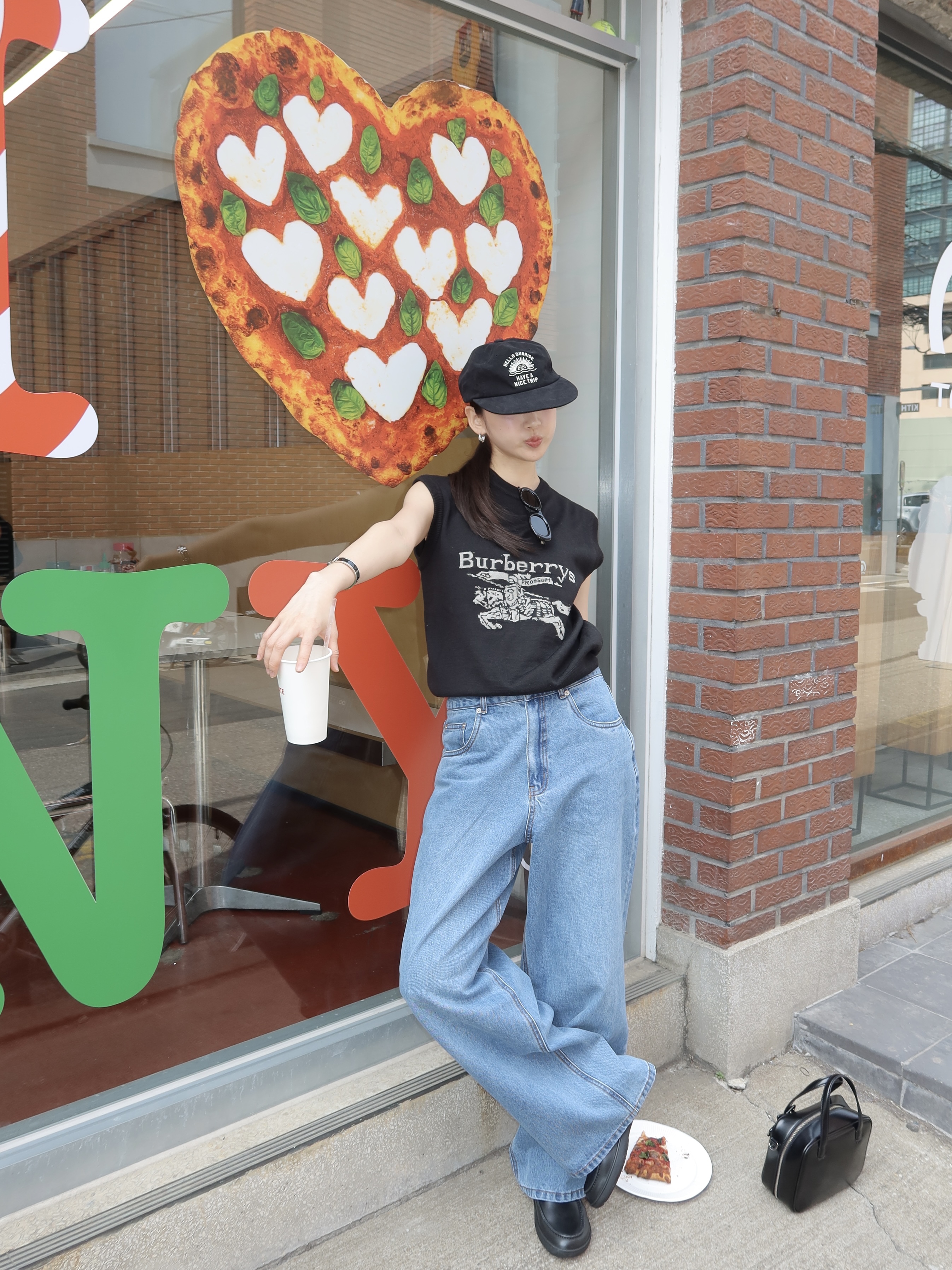 Hello Sunrise VTG Arch Logo Relaxed Fit Cap Black, (W) Hermes Clic H Bracelet Palladium & Noir 착용 스타일