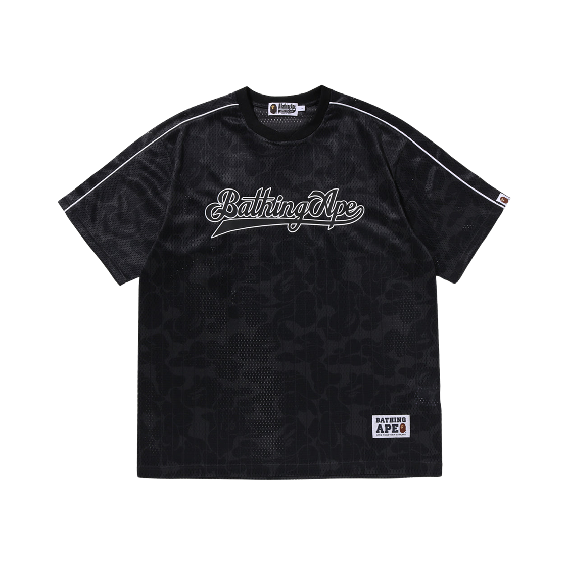 - BAPE Camo Stripe Baseball Logo Relaxed Fit T-Shirt Black