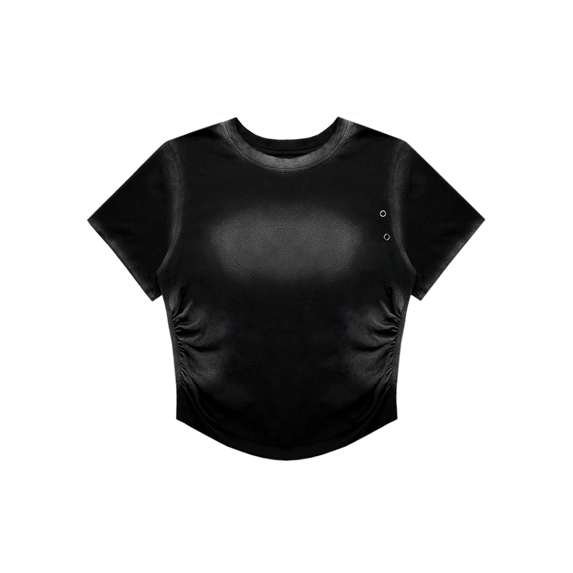 비엘알 블리치드 어퍼 체스트 셔링 티셔츠 블랙(BLR Bleached Upper Chest Shirring T-Shirt Black)