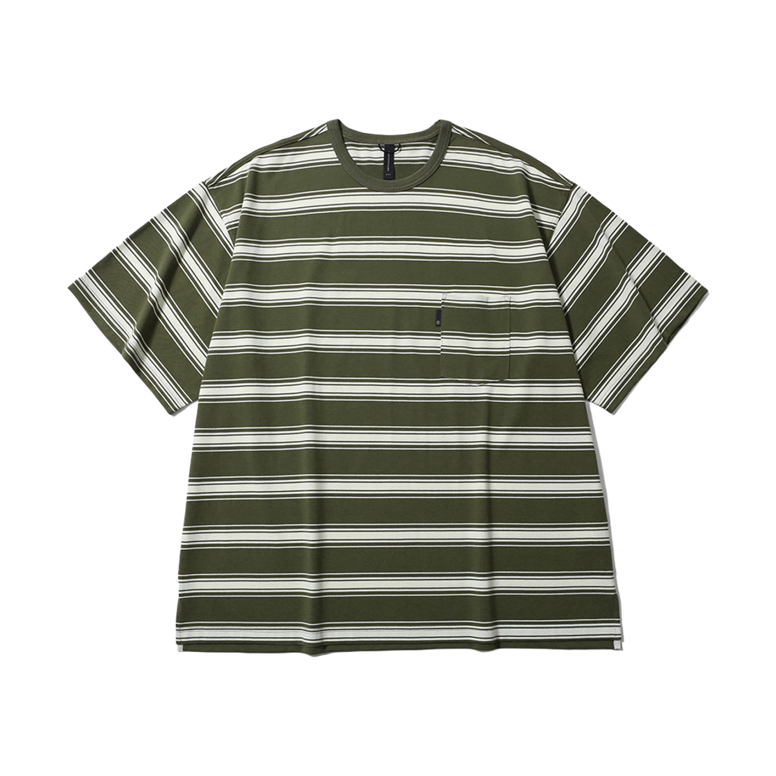 PMF025-02JH06-OS [SS25] moif One Pocket H/S Tee Olive Stripe - 대표 이미지 #1