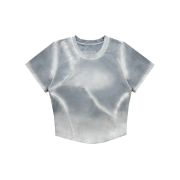 BLR Bleached Triangle Gradation Washing T-Shirt Grey
