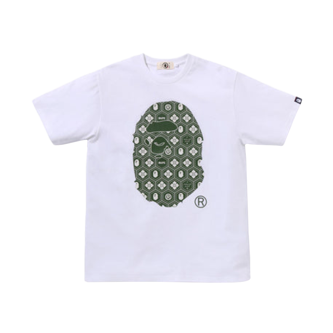 베이프 트래디셔널 재패니즈 패턴 에이프 헤드 티셔츠 화이트 그린(BAPE Traditional Japanese Pattern Ape Head T-Shirt White Green) - 1