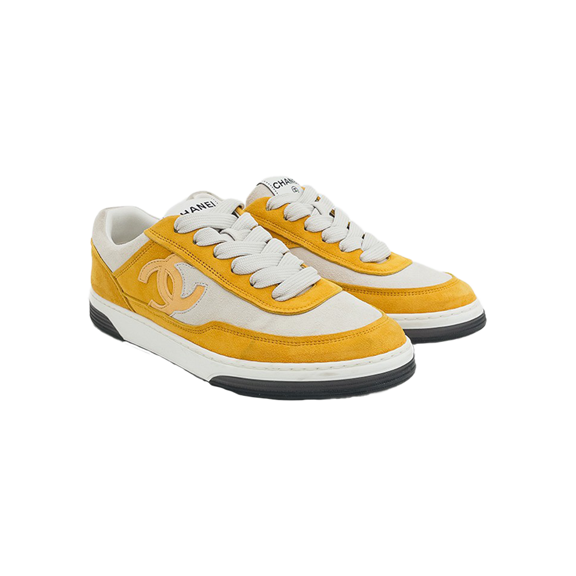 ITO7EEUS594R Chanel 23S CC Logo Low-Top Sneakers 37 Yellow/Light Grey