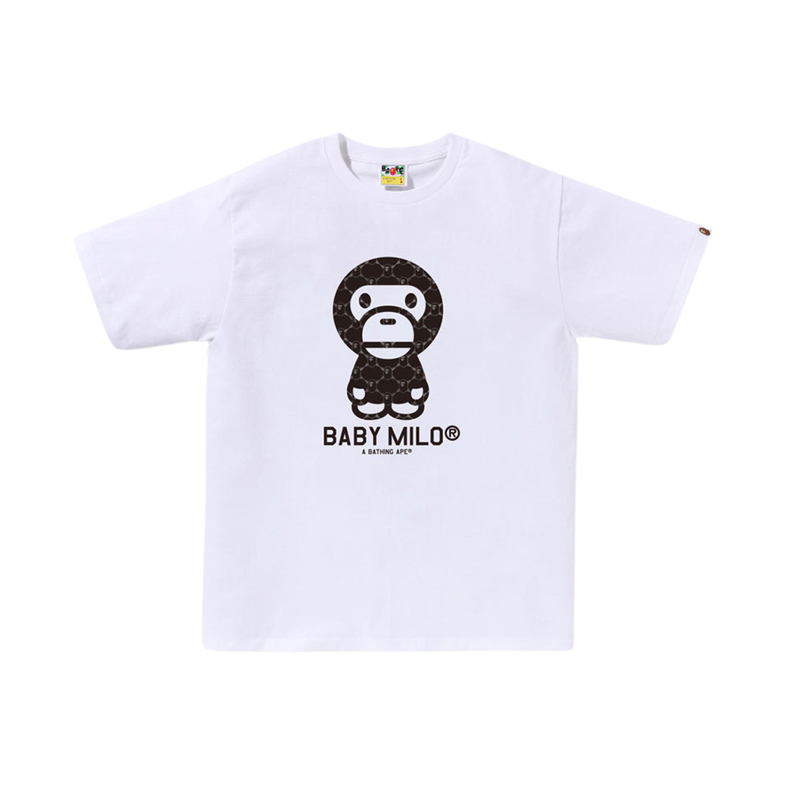 베이프 컬리지 모노그램 베이비 마일로 티셔츠 화이트 블랙(BAPE College Monogram Baby Milo T-Shirt White Black)