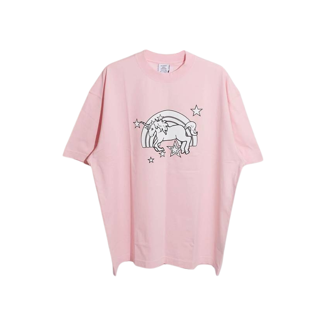 베트멍 유니콘 레인보우 프린트 티셔츠 베이비 핑크(Vetements Unicorn Rainbow Print T-Shirt Baby Pink)