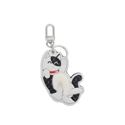 IT2QITKI86MU Louis Vuitton LV Cat Figurine Key Holder & Bag Charm White/Black/Multi Silver