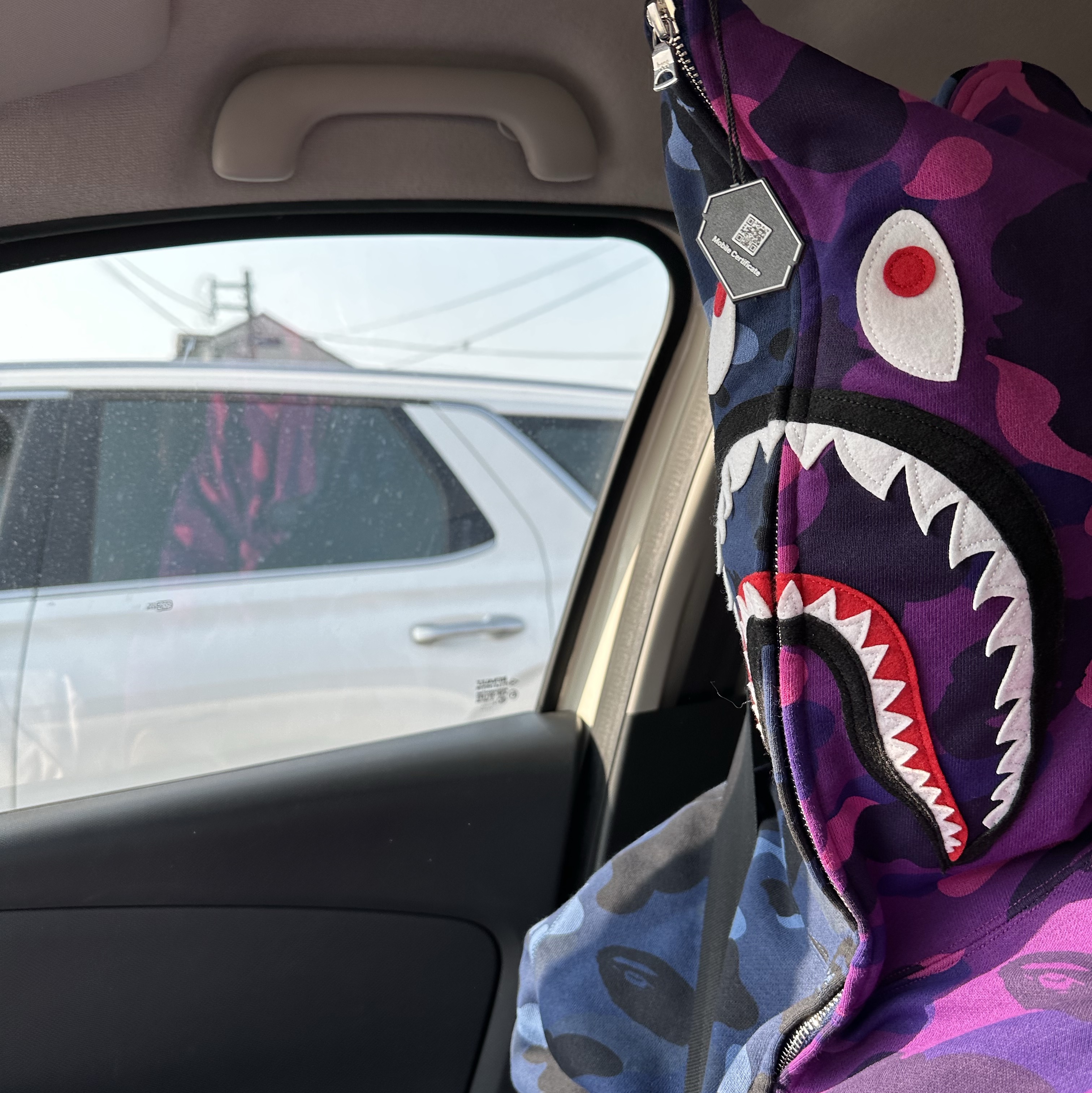 BAPE Color Camo Separate Shark Full Zip Hoodie Navy Puple 착용 스타일 - 1