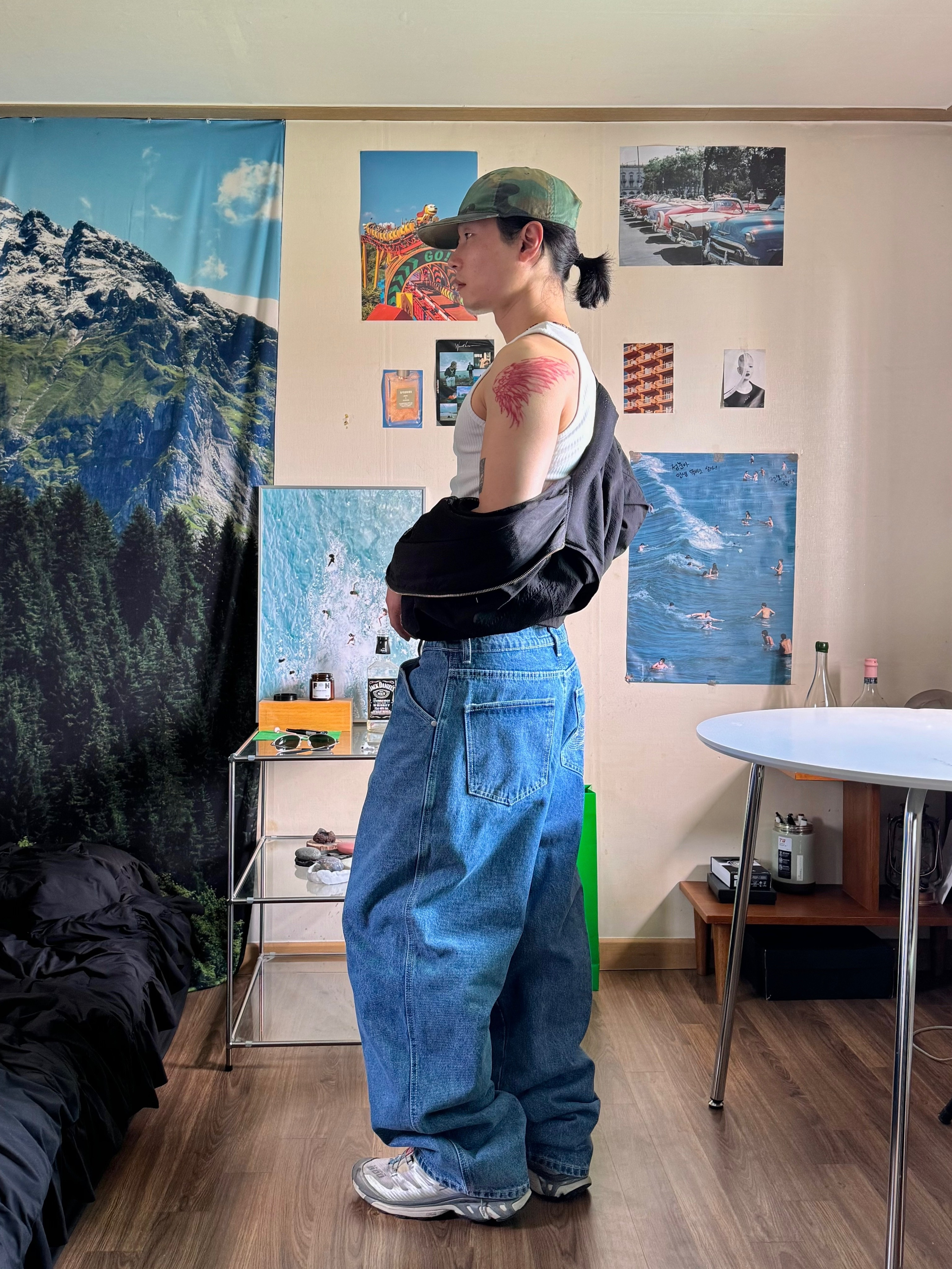 Suade Contour Pocket Denim Blue 착용 스타일 - 5