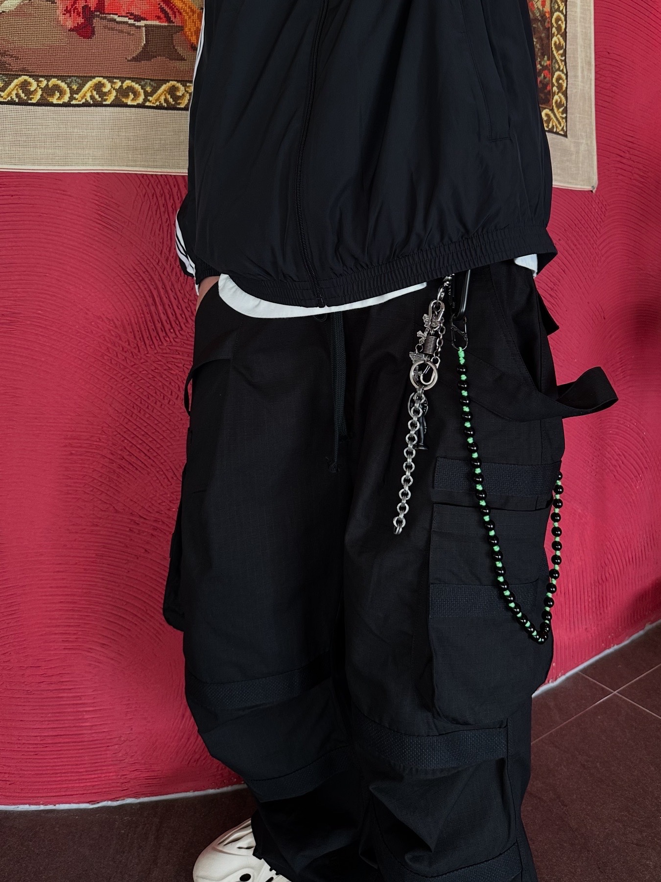 (W) Adidas Adilenium Season 3 Oversized Track Top Black - KR Sizing, Wapworks Hard Knocks Cargo Pants Gas 착용 스타일 - 3